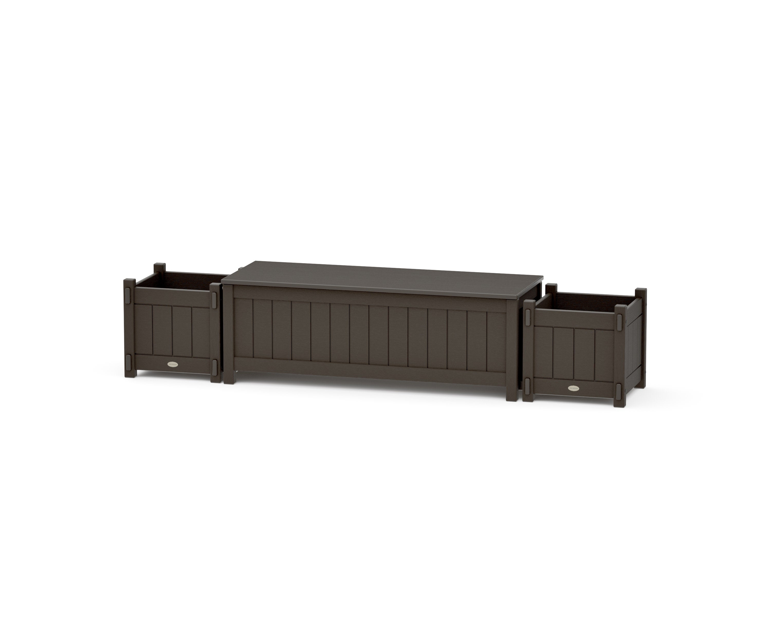 48" Vineyard Straight Planter Storage Bench Set in Vintage Coffee