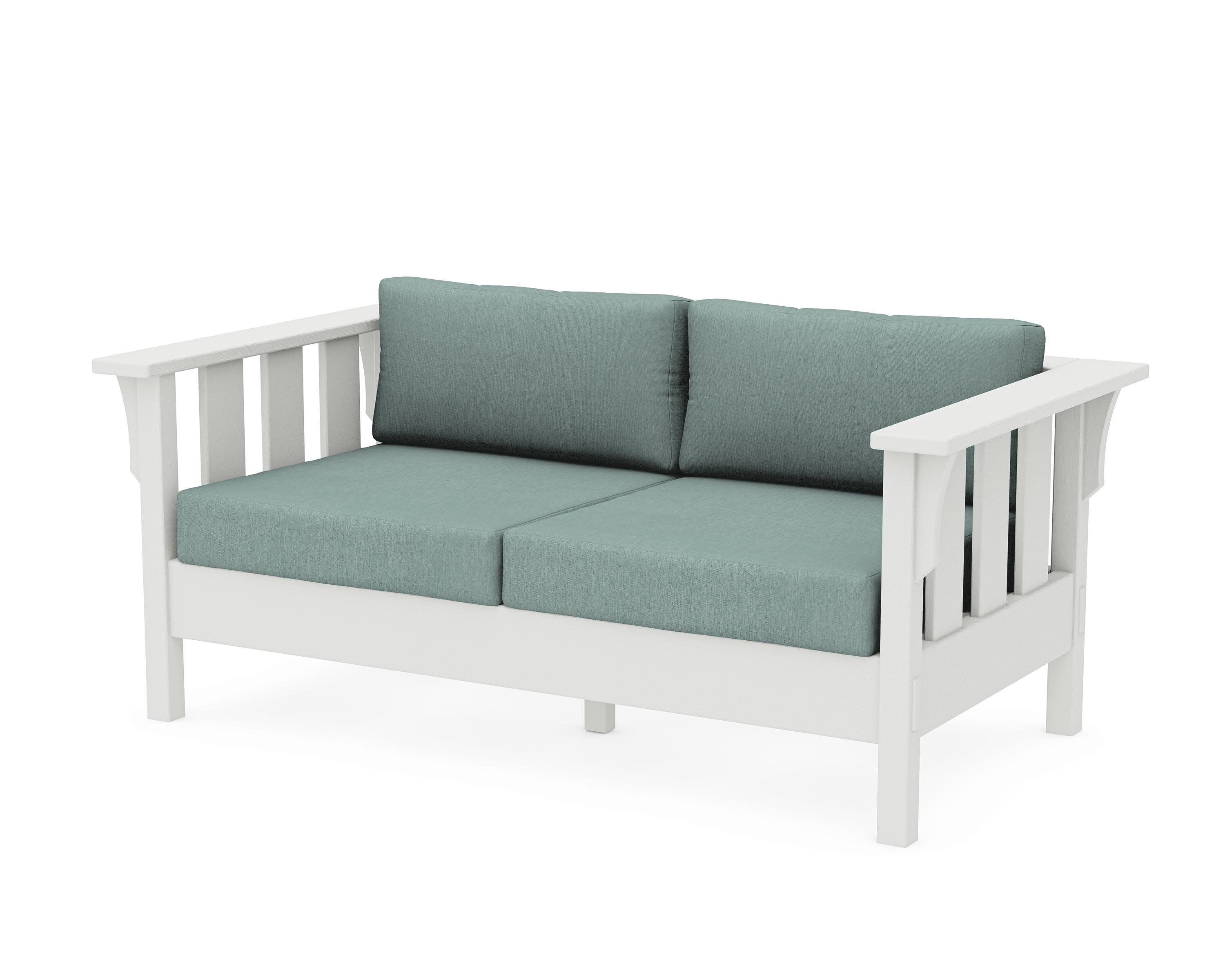 Acadia Deep Seating Loveseat in Vintage White / Glacier Spa