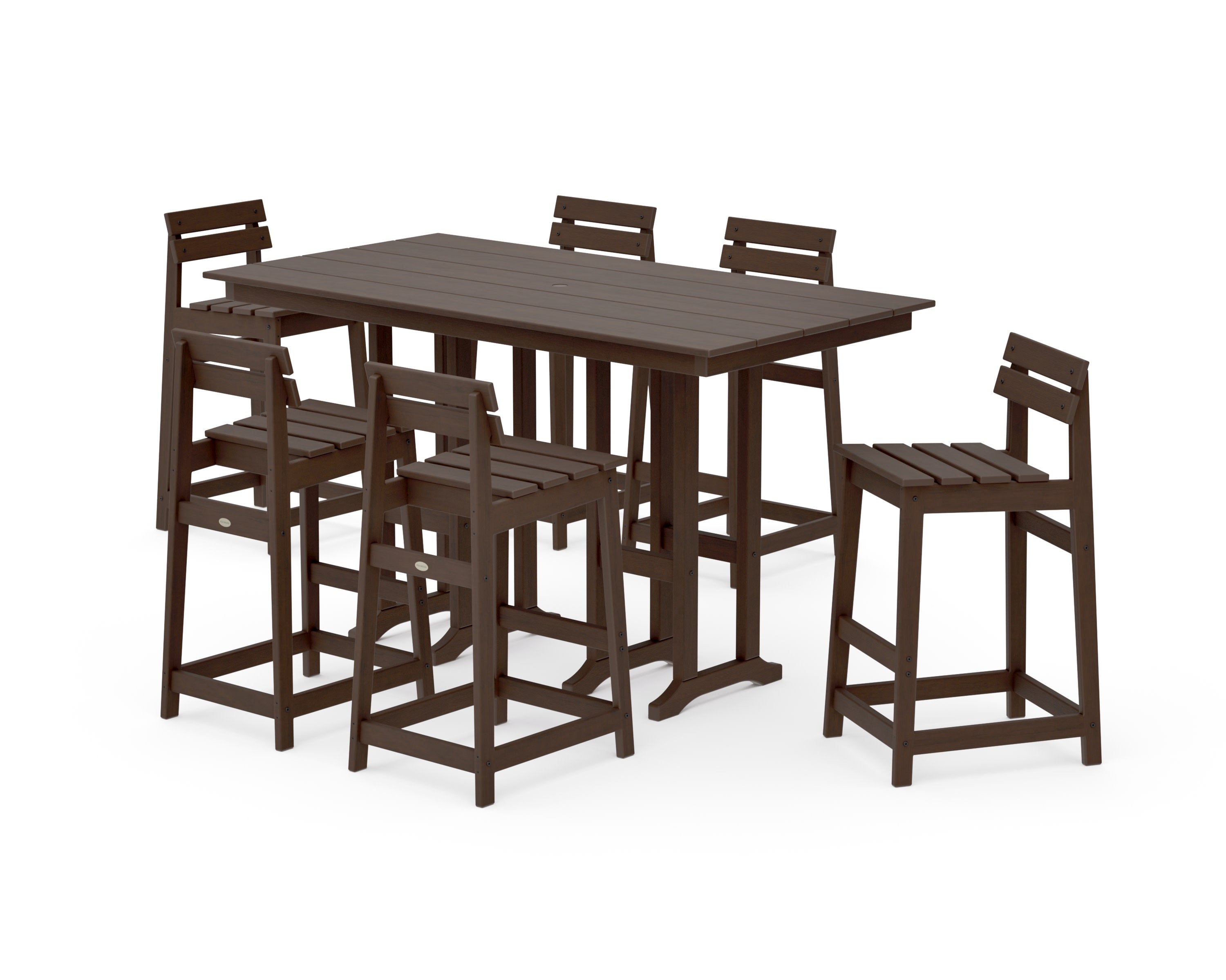 Modern Studio Plaza Lowback Bar Chair 7-Piece Set in Kona