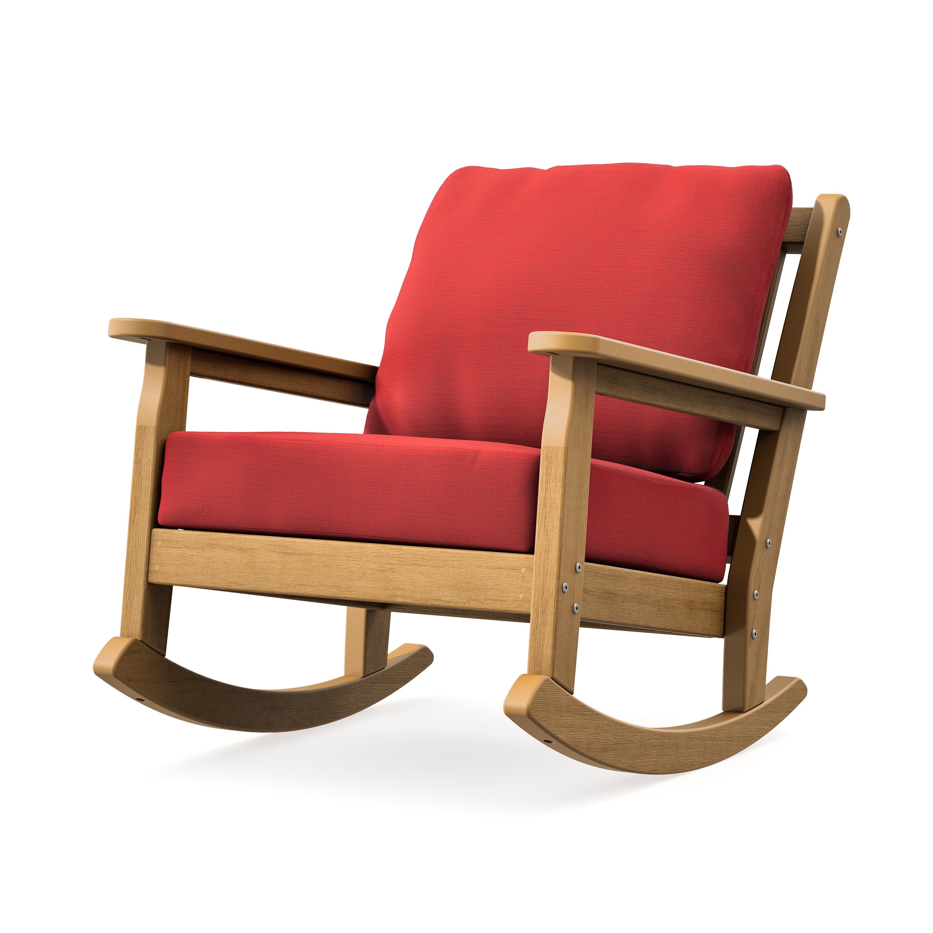 Chippendale Deep Seating Rocking Chair in Natural / Crimson Linen