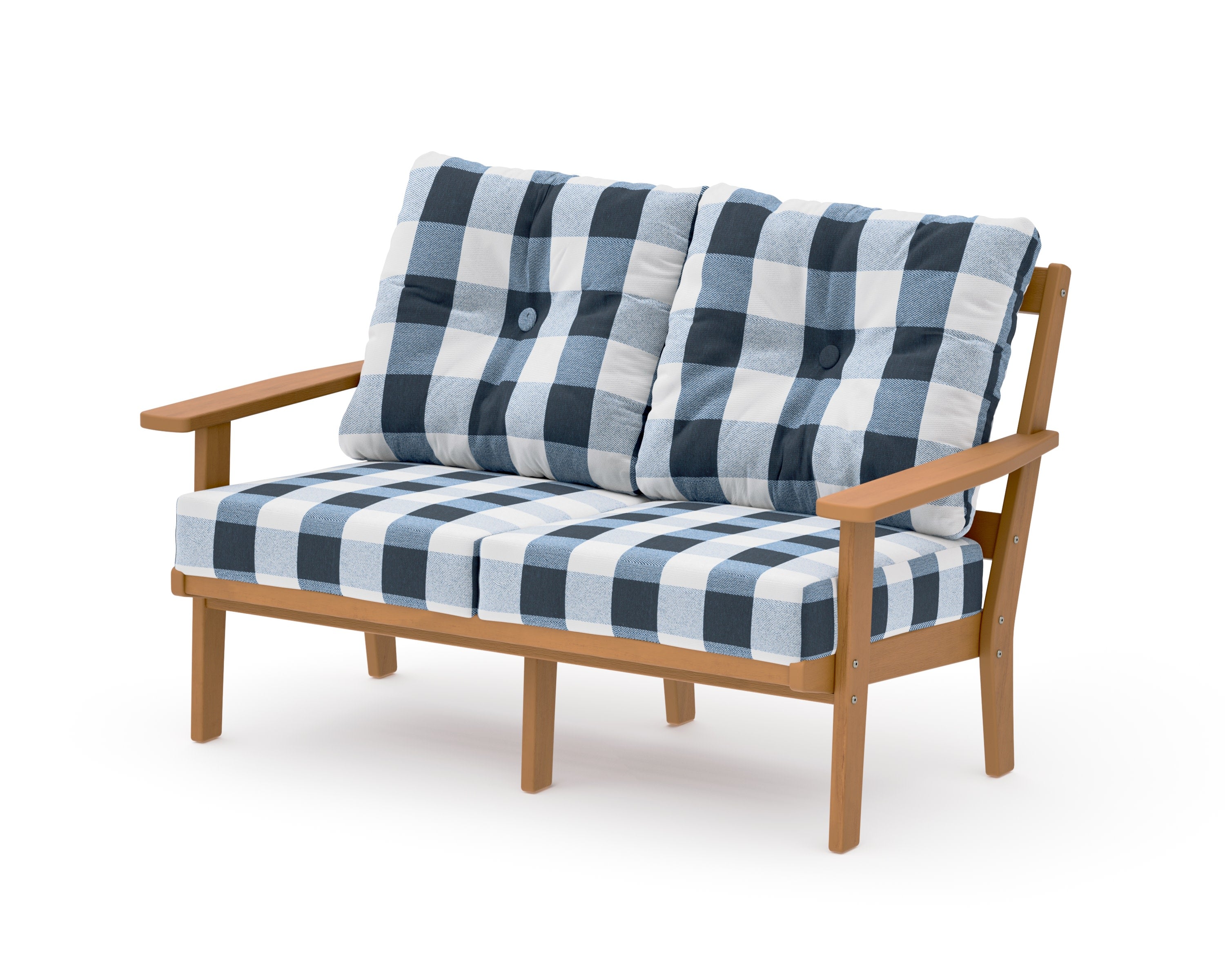 Oxford Deep SeatingLoveseat in Natural / Buffalo Plaid Marine Indigo