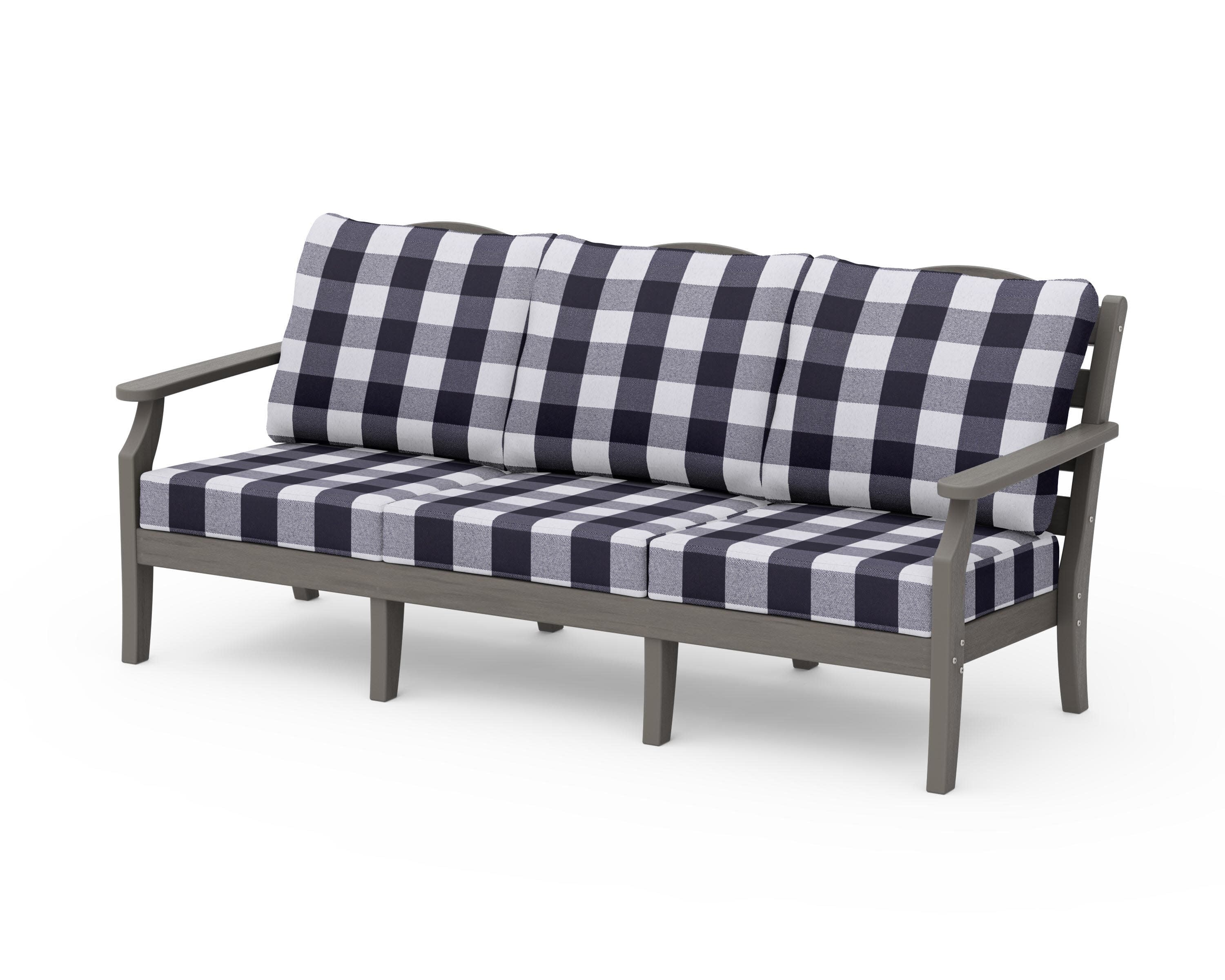 Savannah Deep Seating Sofa in Driftwood / Buffalo Plaid Navy