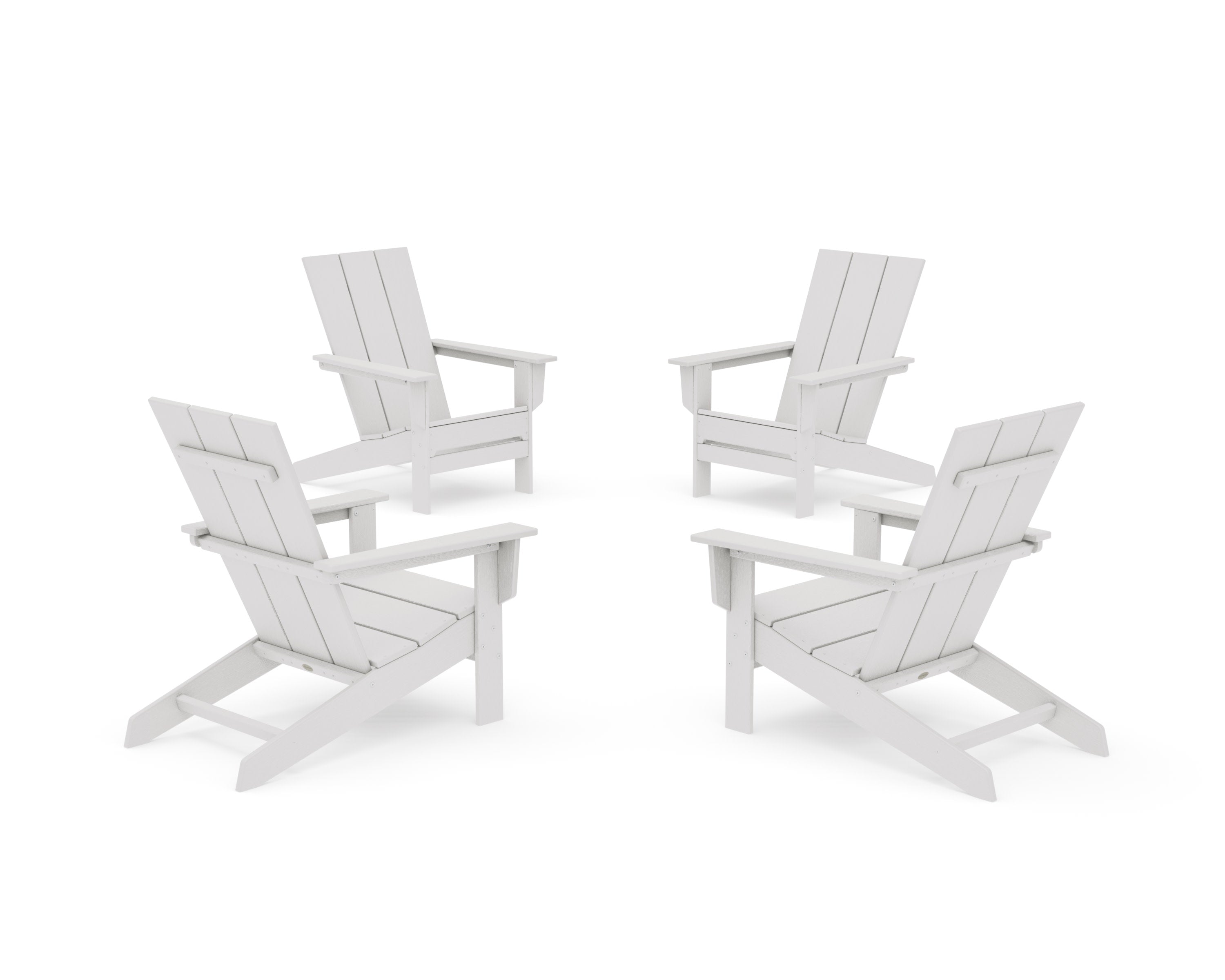 4-Piece Modern Studio Adirondack Chair Conversation Set in Vintage White
