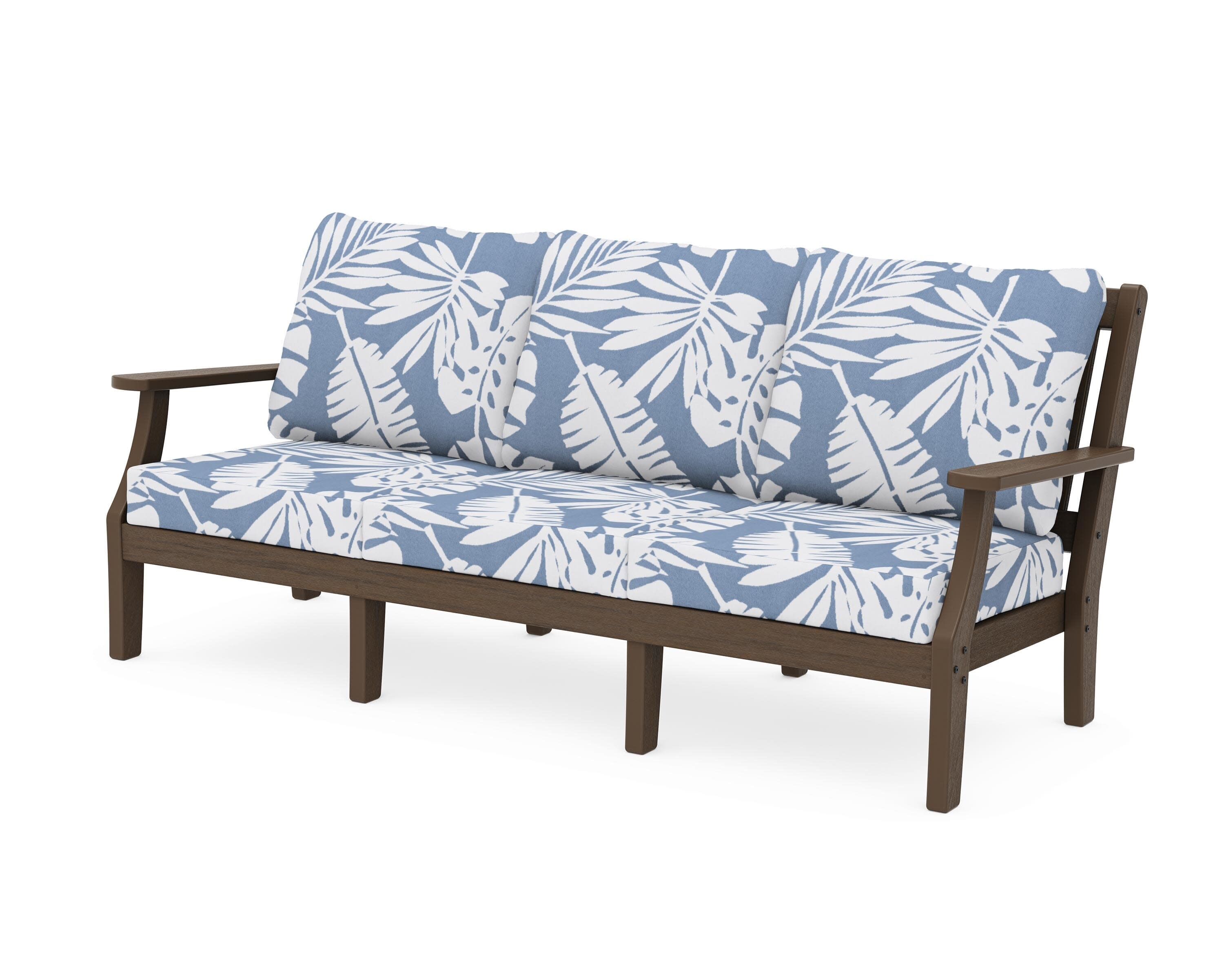 Chinoiserie Deep Seating Sofa in Kona / Leaf Sky Blue