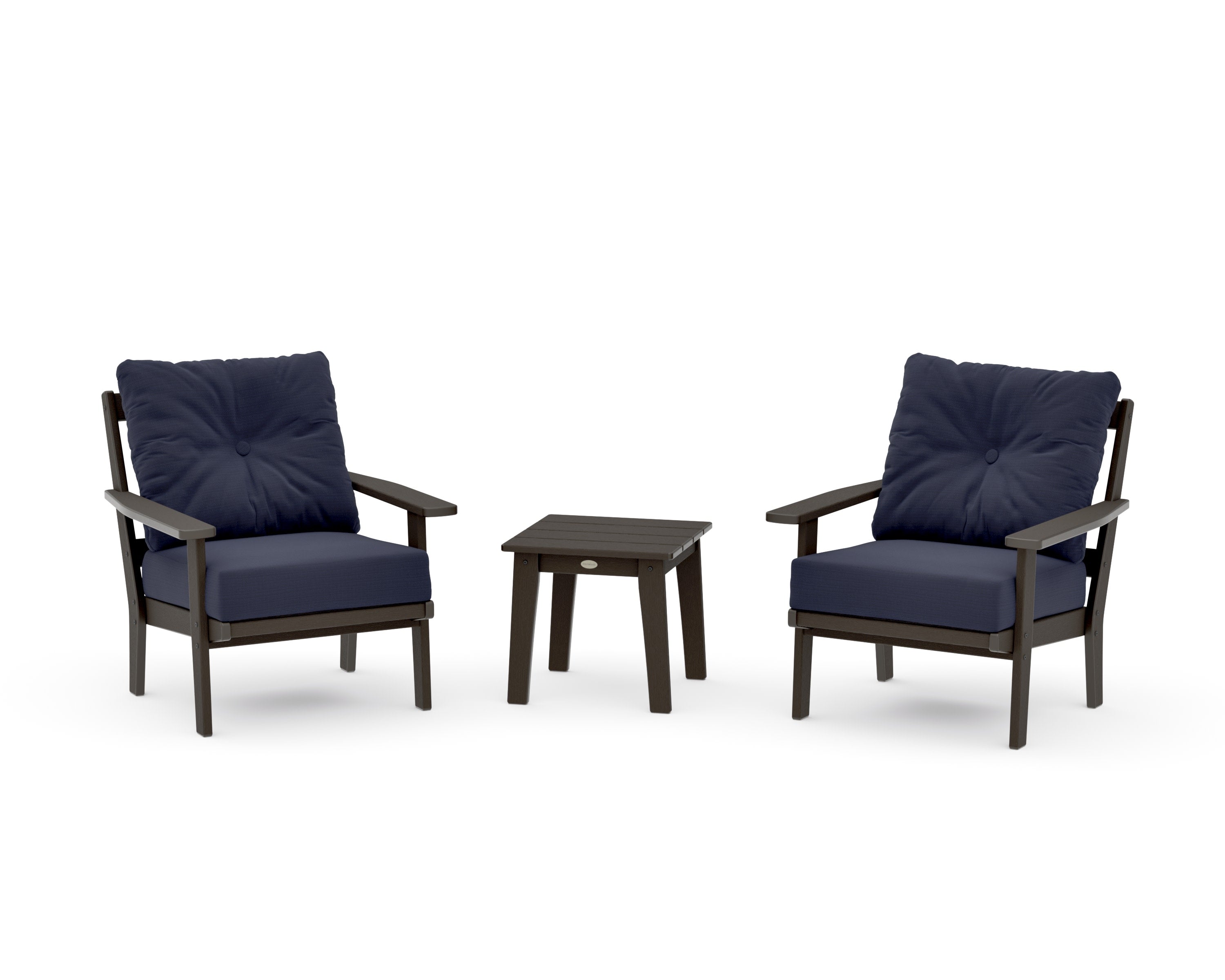 Prairie 3-Piece Deep Seating Set in Vintage Coffee / Navy Linen