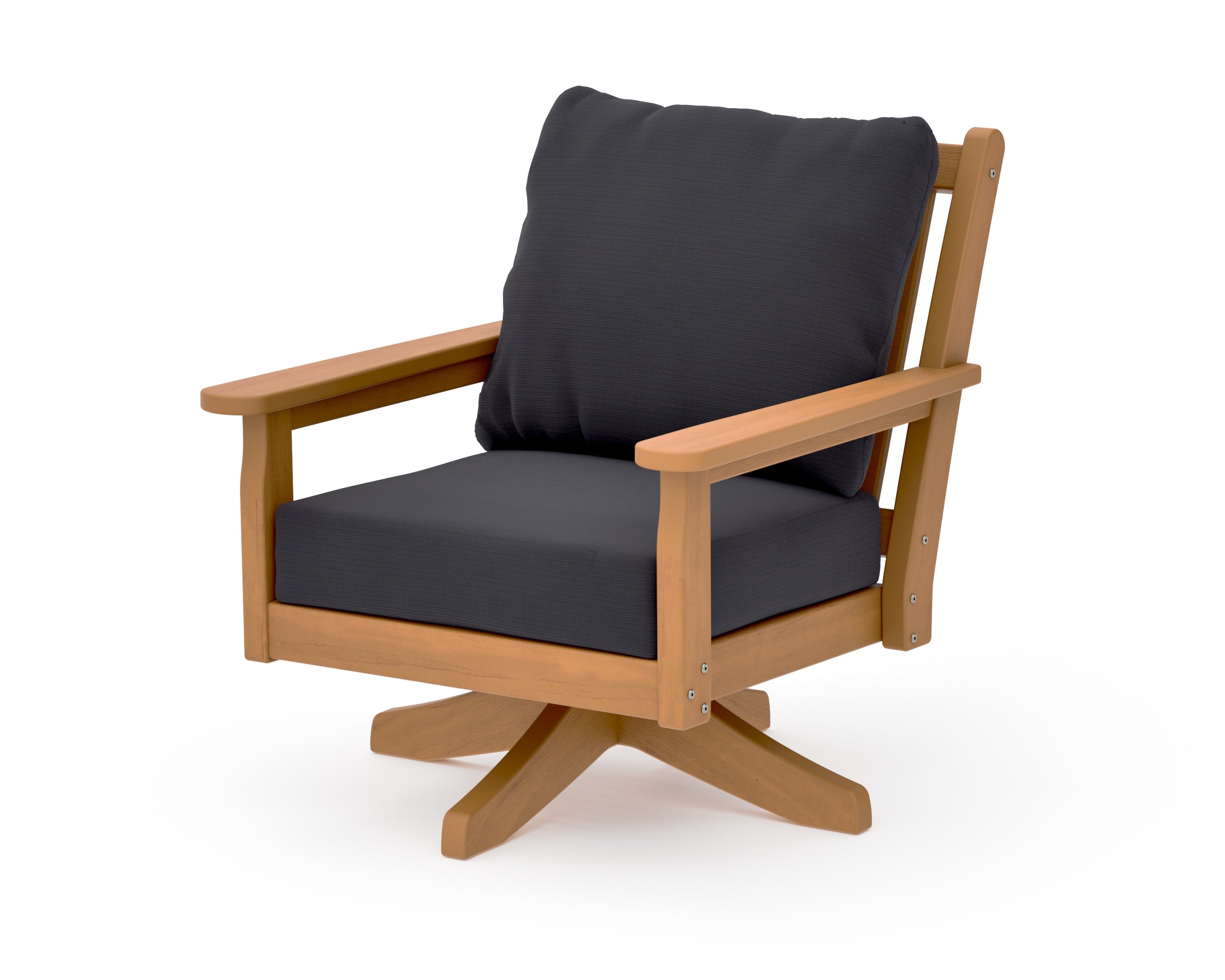 Chippendale Deep Seating Swivel Chair in Natural / Midnight Linen