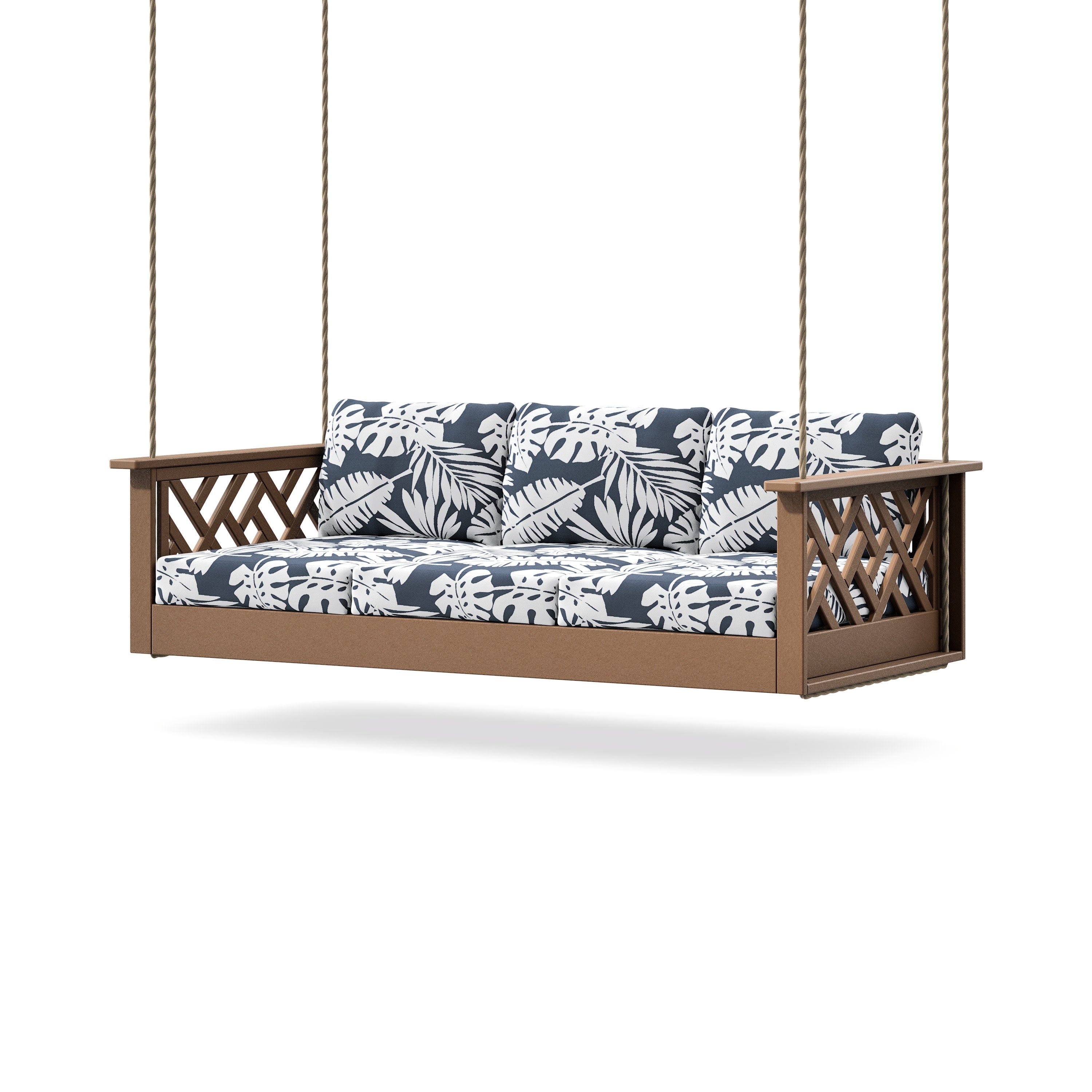 Chippendale Daybed Swing in Teak / Leaf Marine Indigo