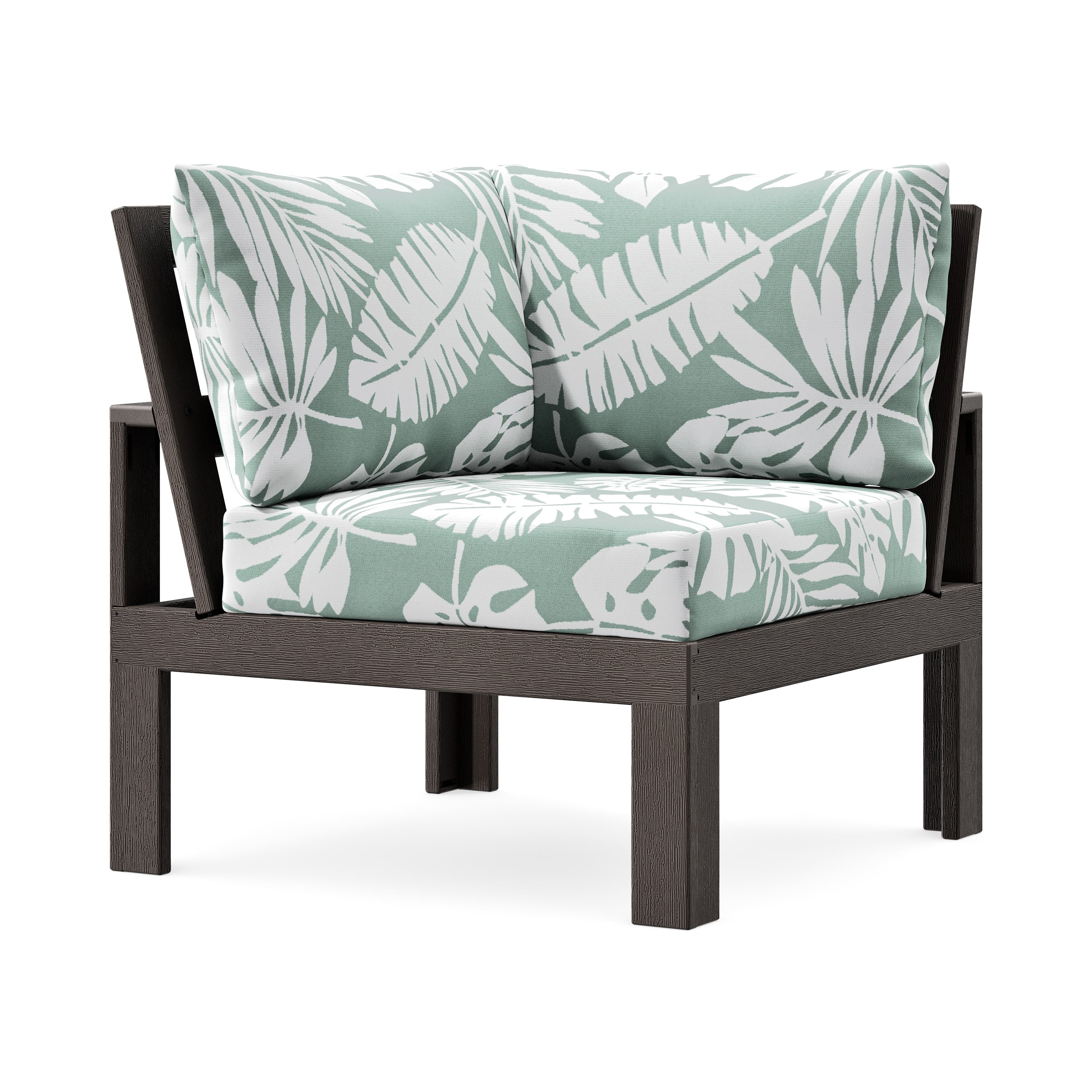Modular Corner Chair in Vintage Coffee / Leaf Glacier Spa