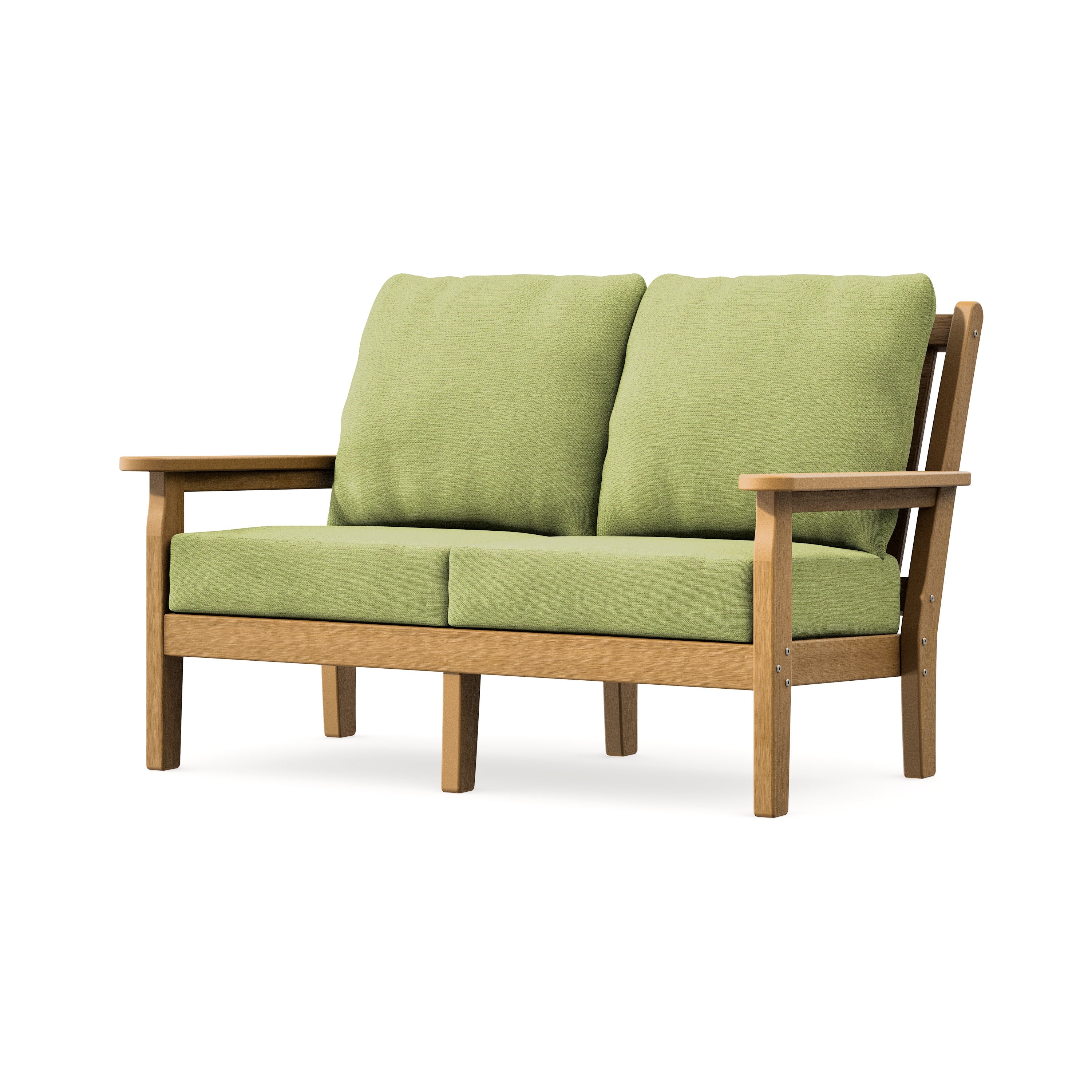 Chippendale Deep Seating Loveseat in Natural / Chartreuse Boucle