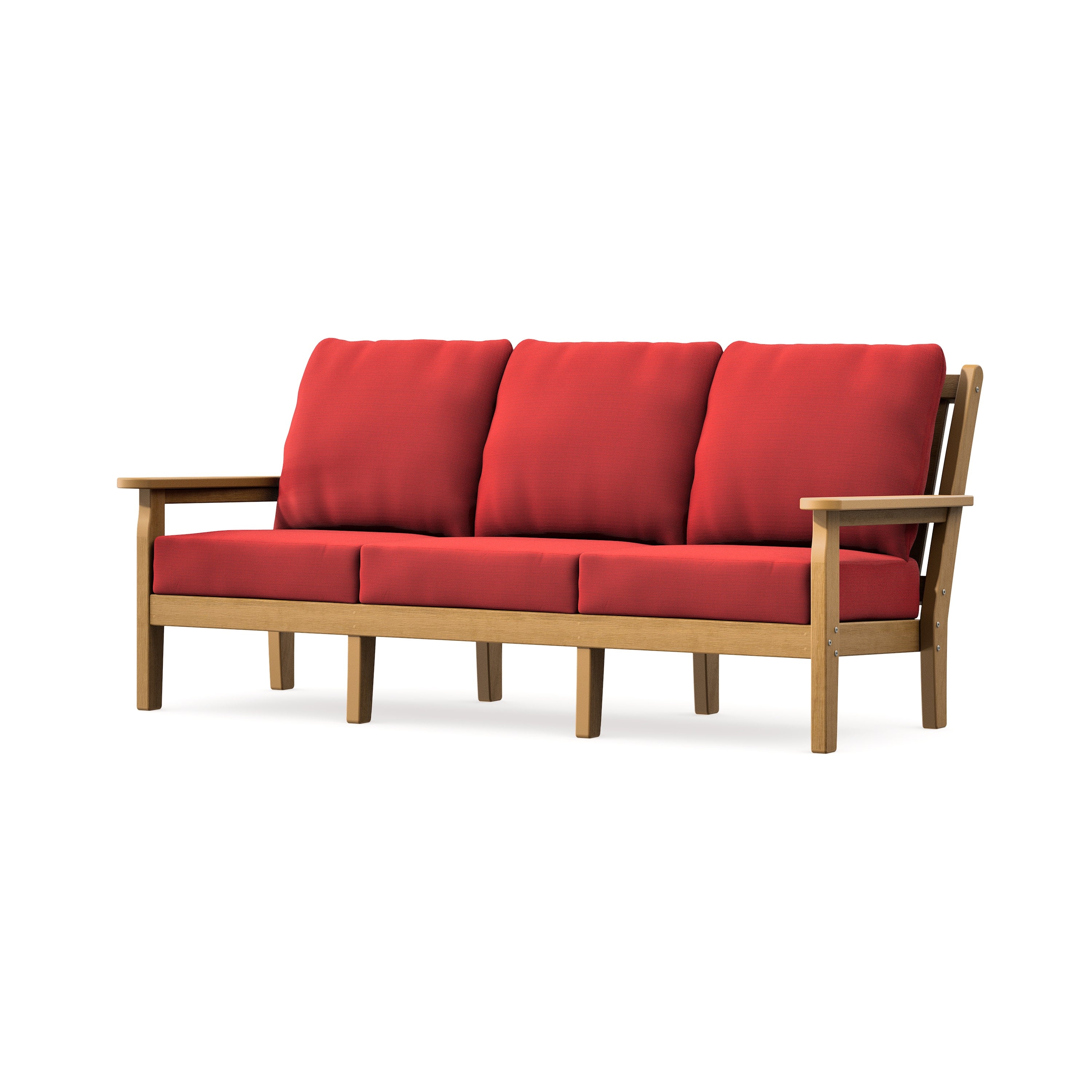 Chippendale Deep Seating Sofa in Natural / Crimson Linen