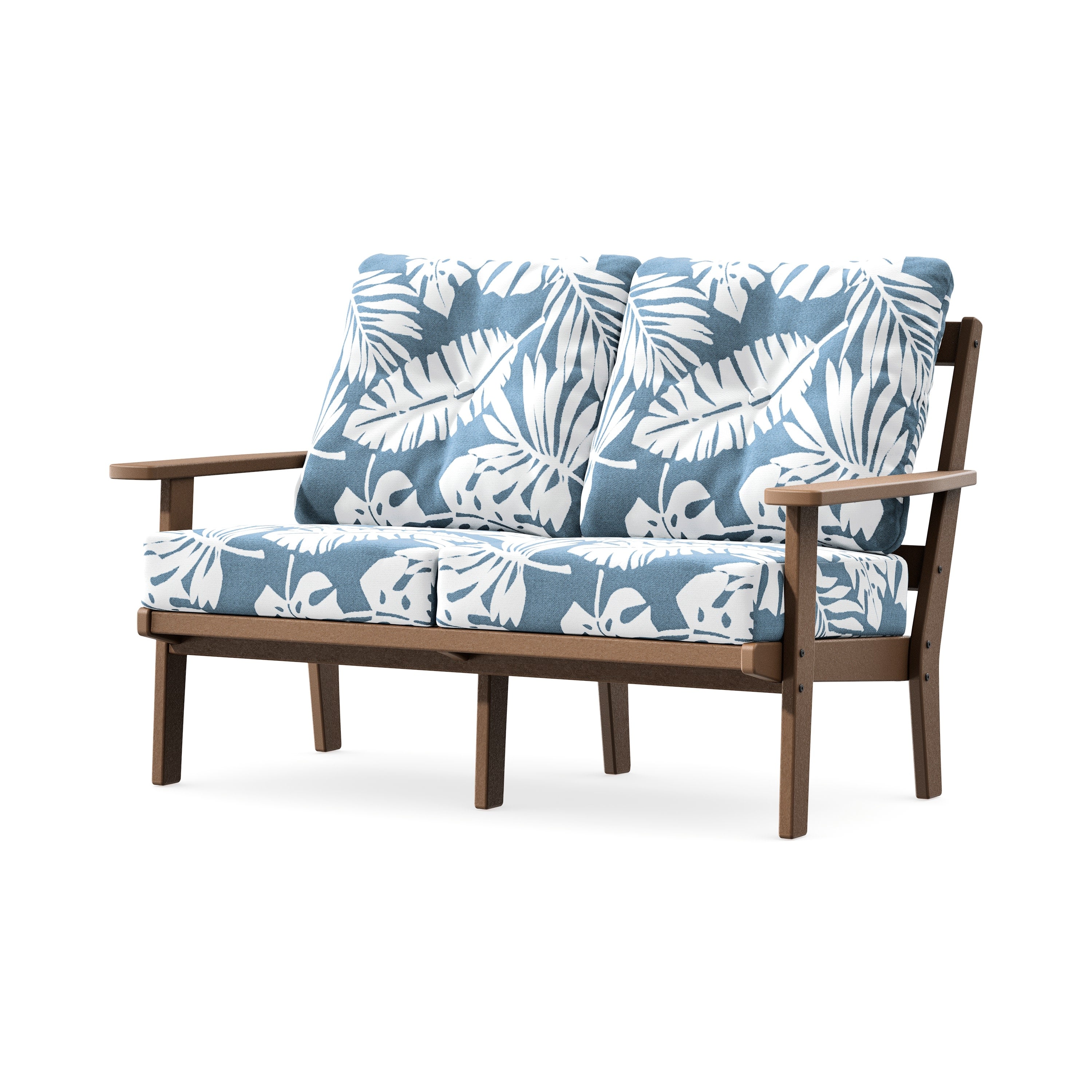 Prairie Deep SeatingLoveseat in Teak / Leaf Sky Blue