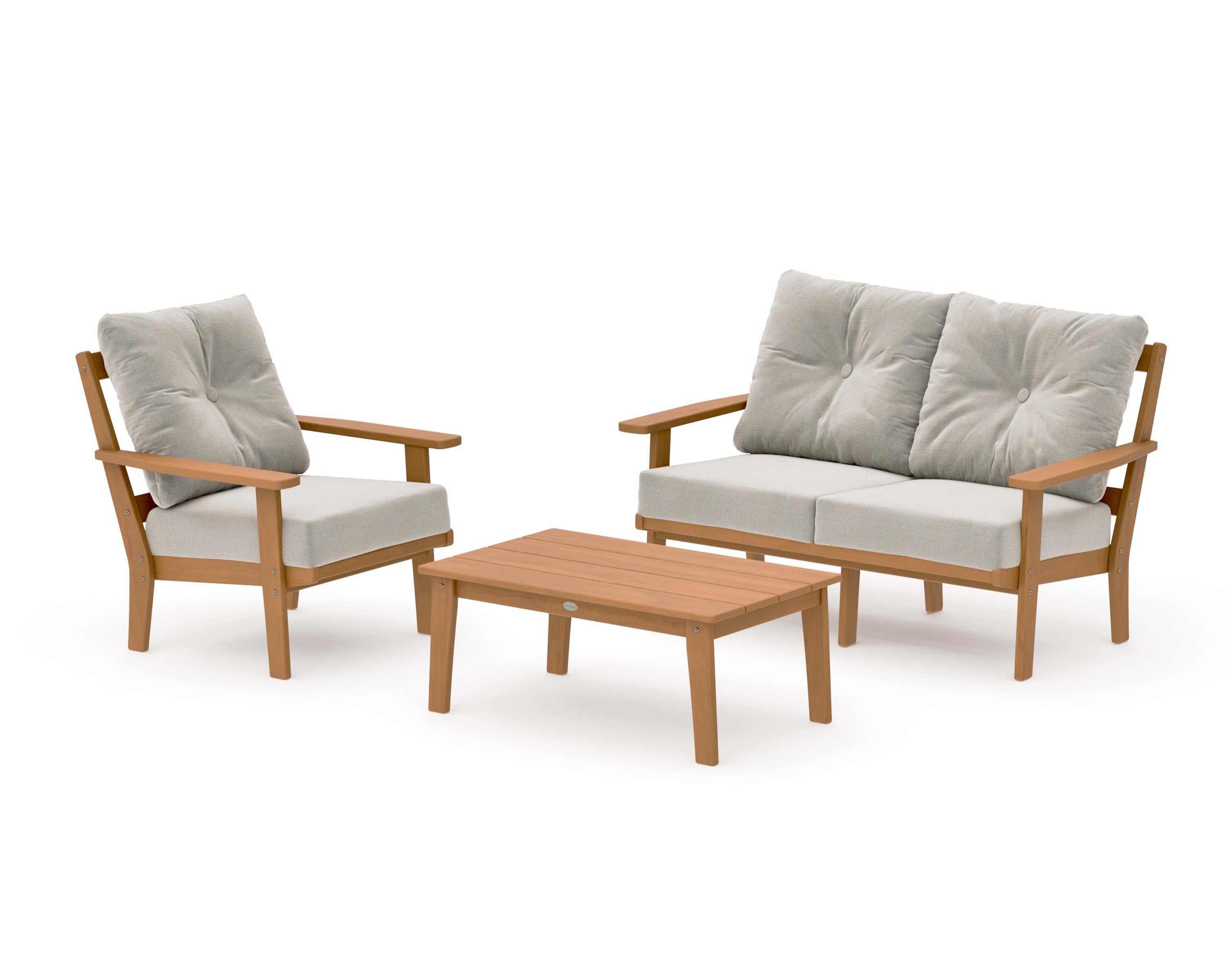 Oxford 3-Piece Deep Seating Set with Loveseat in Natural / Dune Burlap