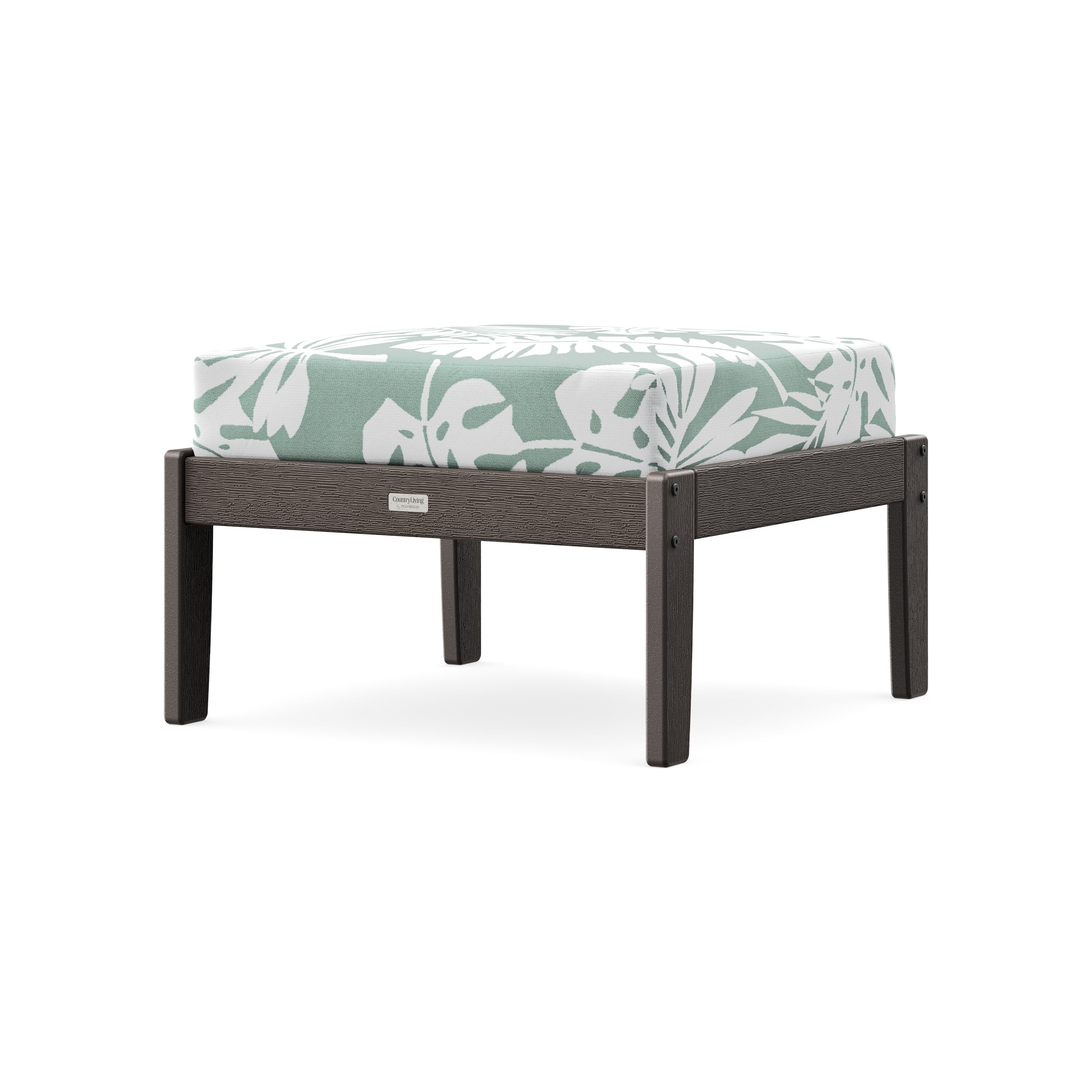 Cottage Deep Seating Ottoman in Vintage Coffee / Leaf Glacier Spa