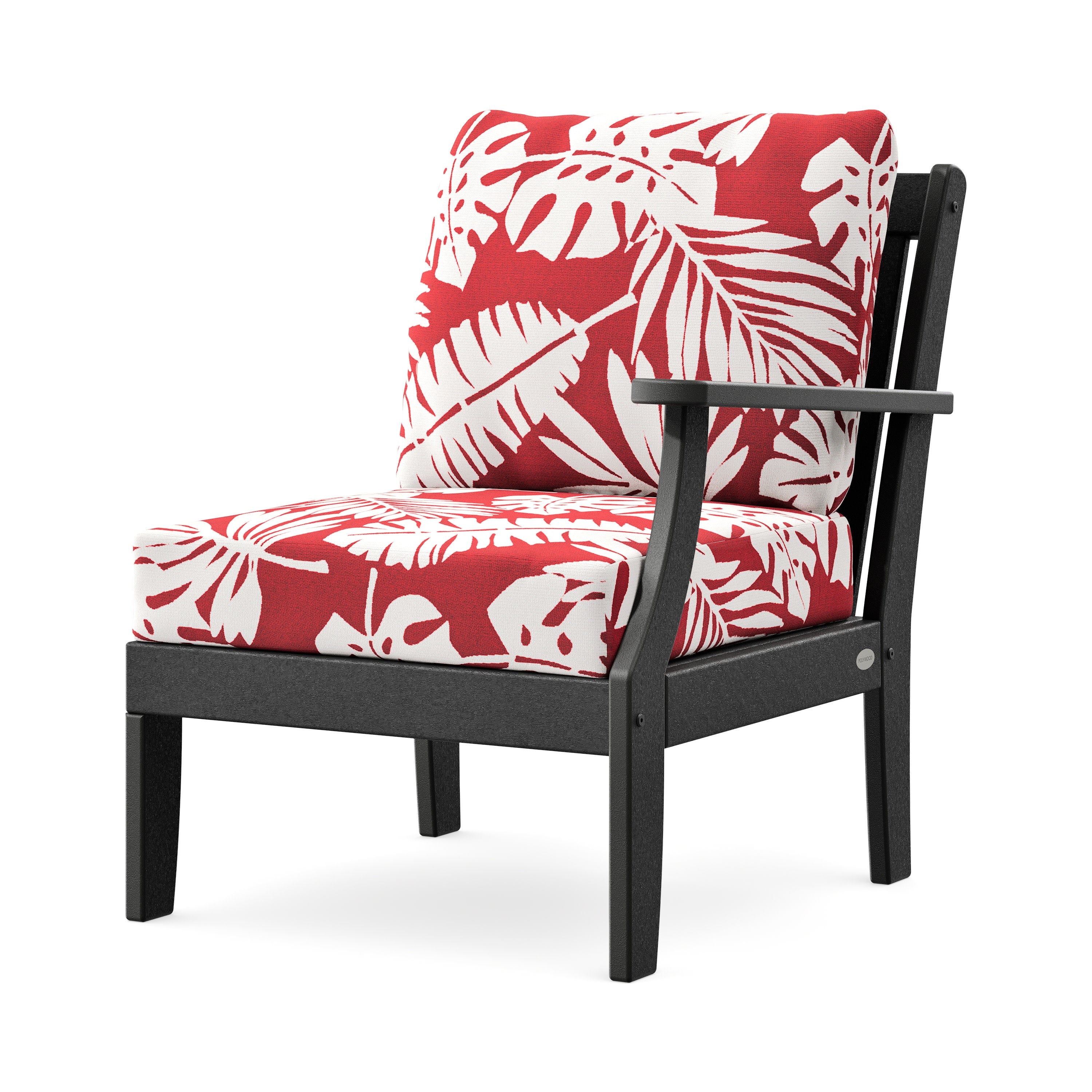 Braxton Modular Right Arm Chair in Black / Leaf Crimson