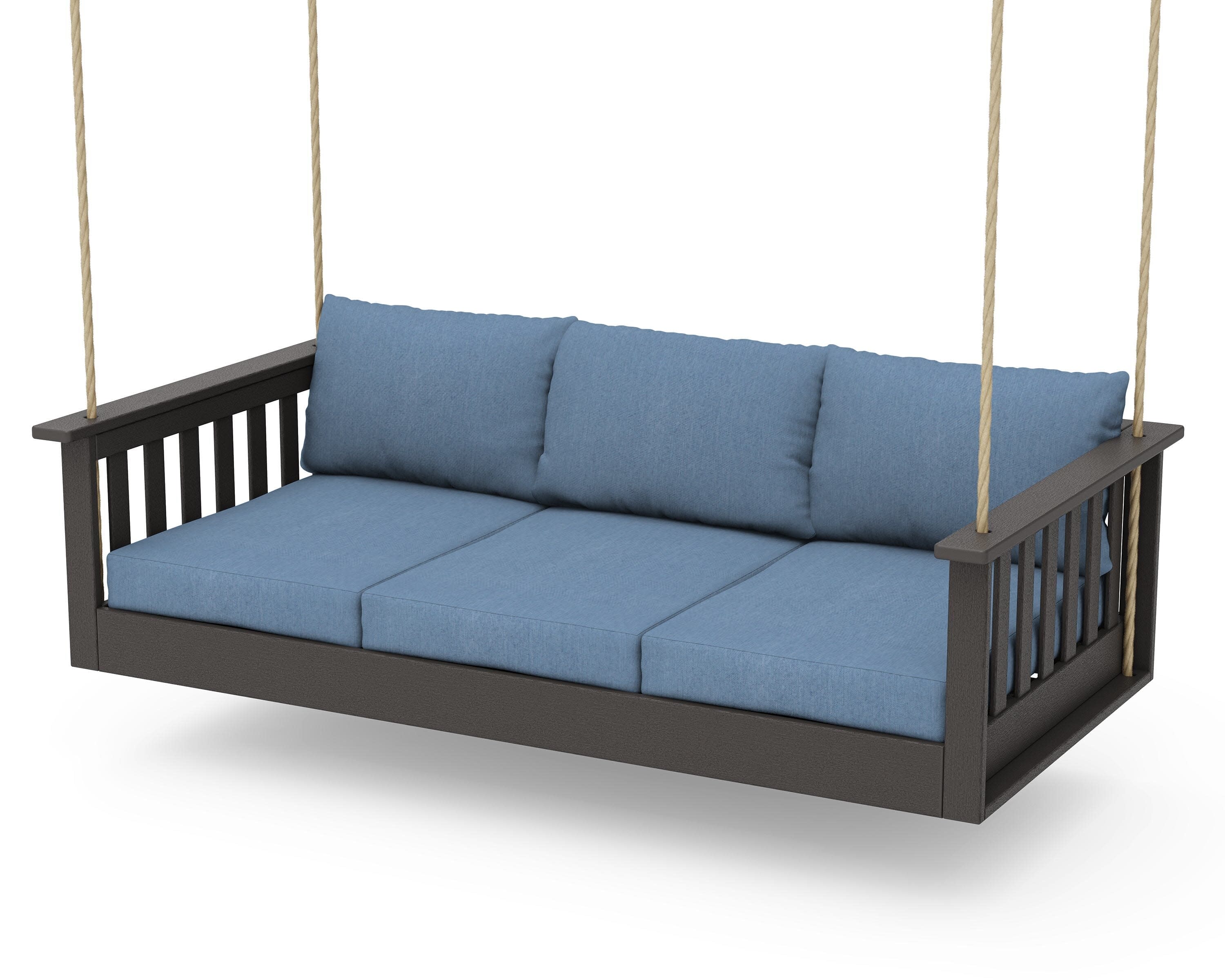 Vineyard Daybed Swing in Vintage Coffee / Sky Blue