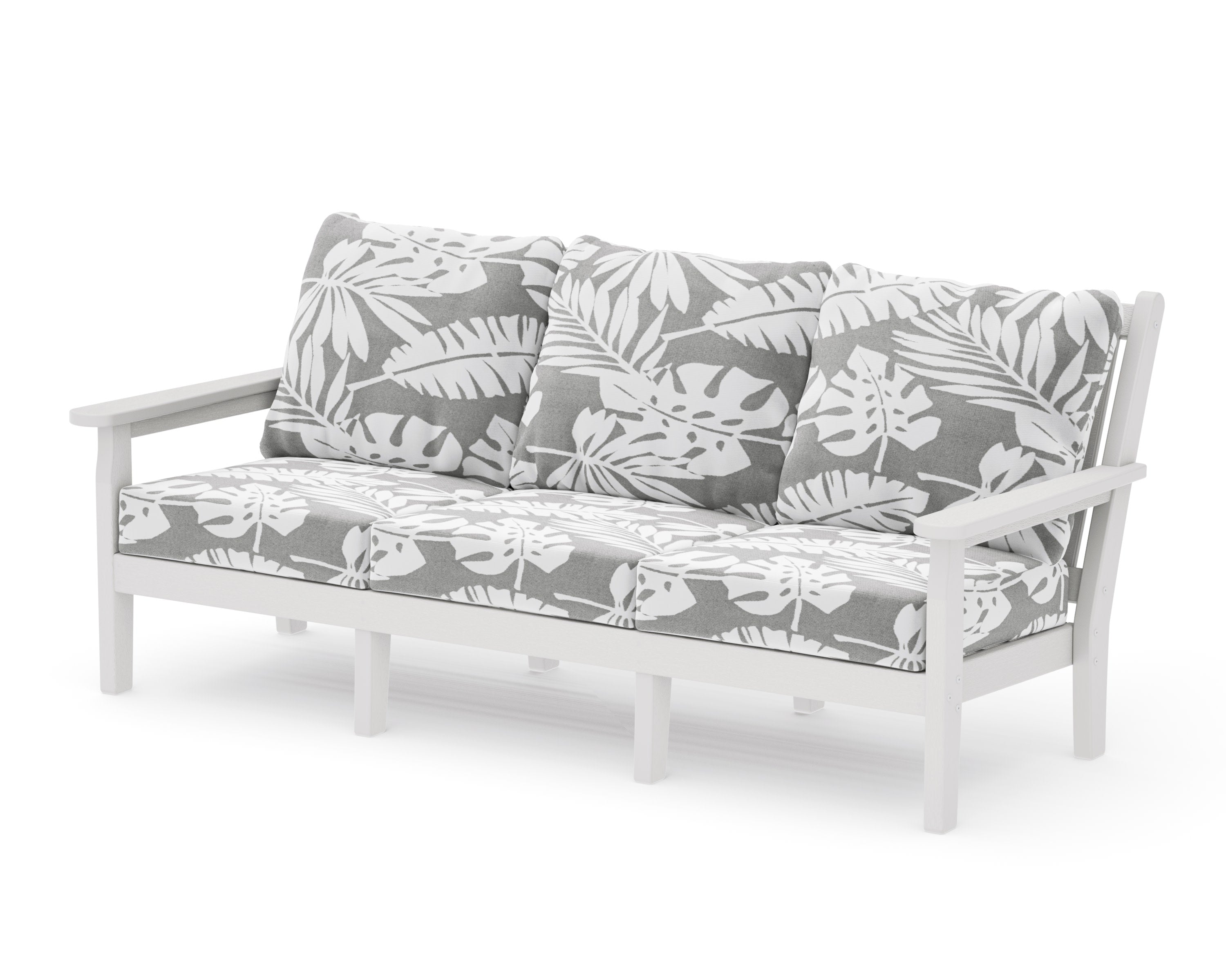 Chippendale Deep Seating Sofa in Vintage White / Leaf Grey Mist