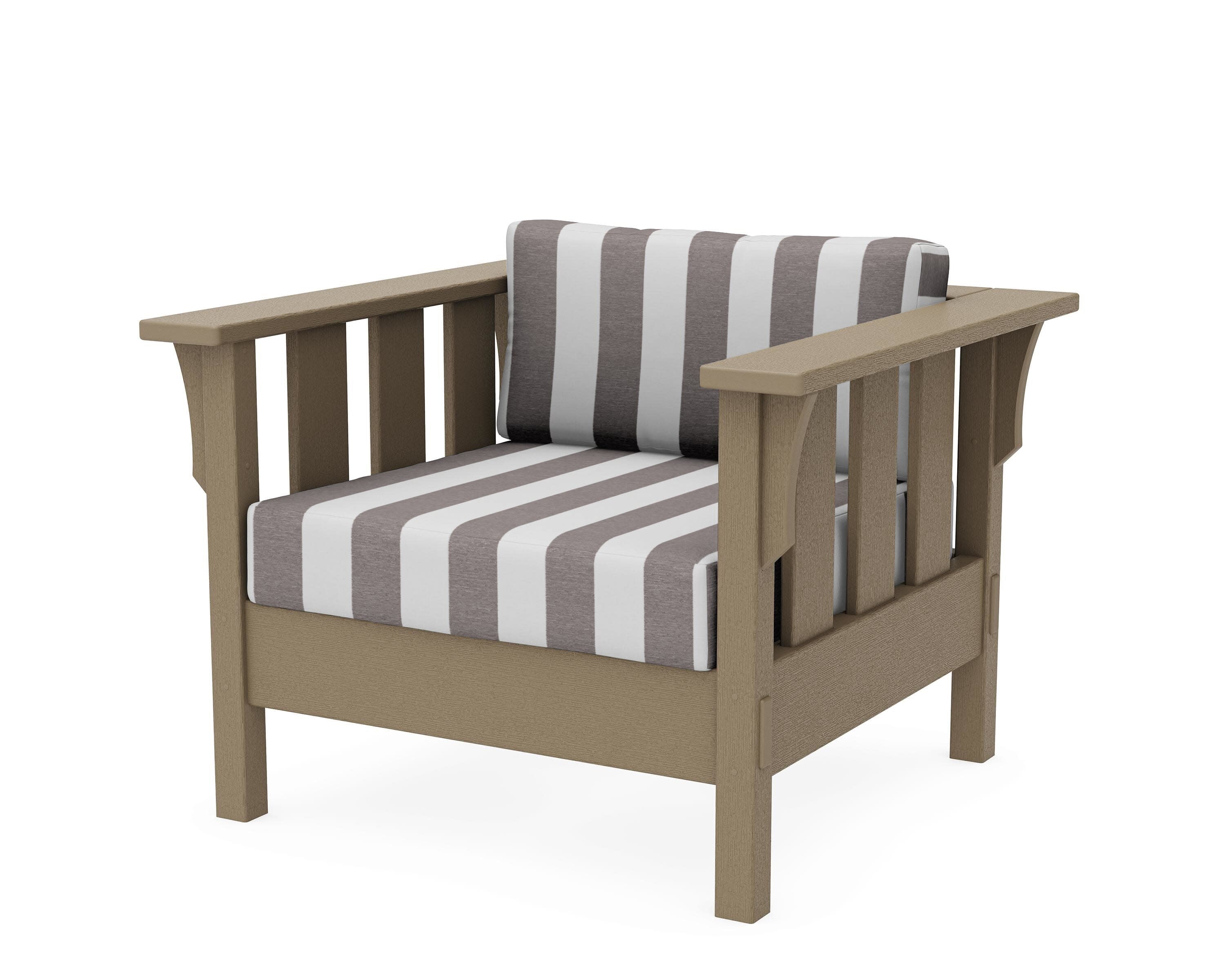 Acadia Deep Seating Chair in Vintage Sahara / Cabana Stripe Grey Mist