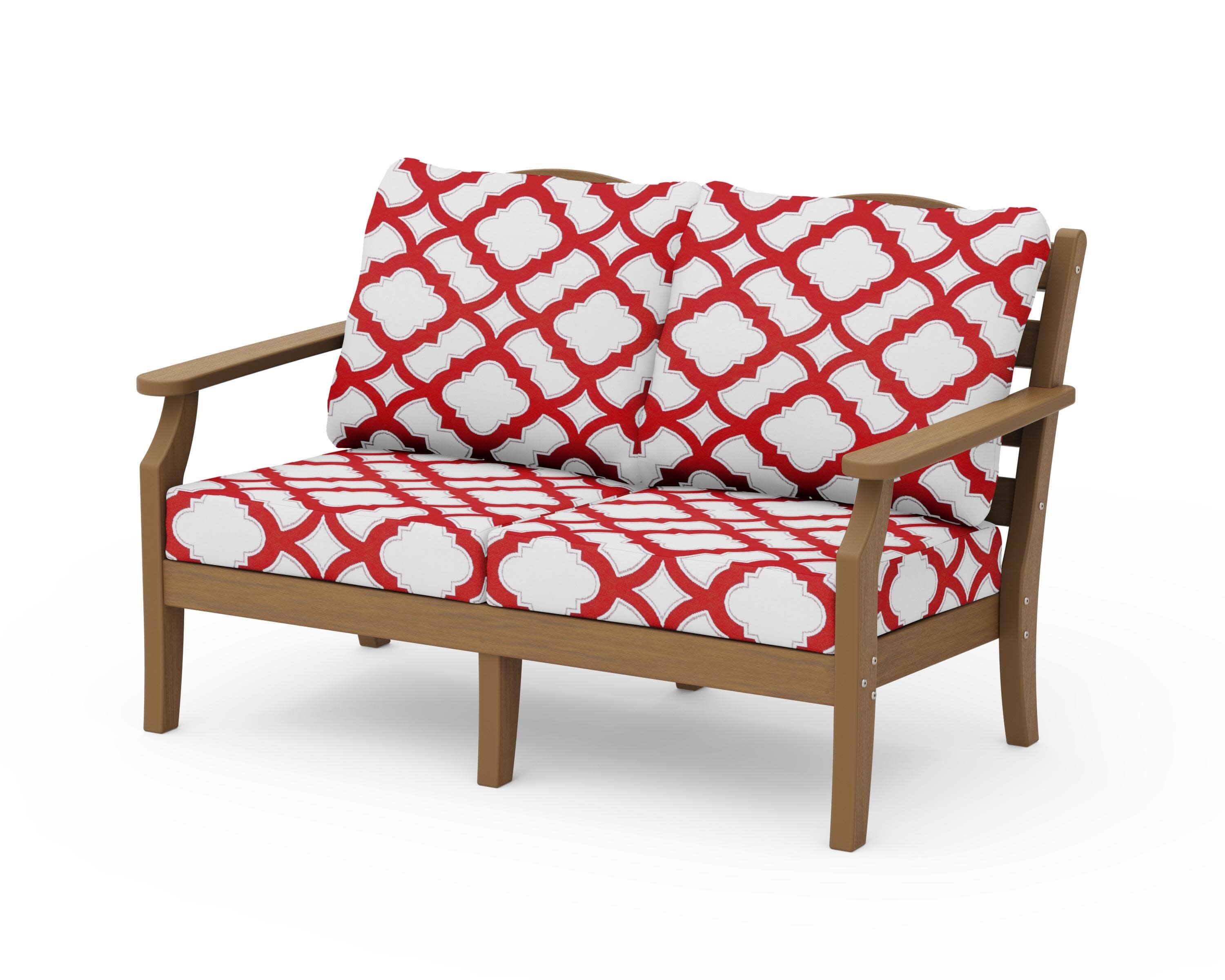 Savannah Deep Seating Loveseat in Natural / Trellis Crimson