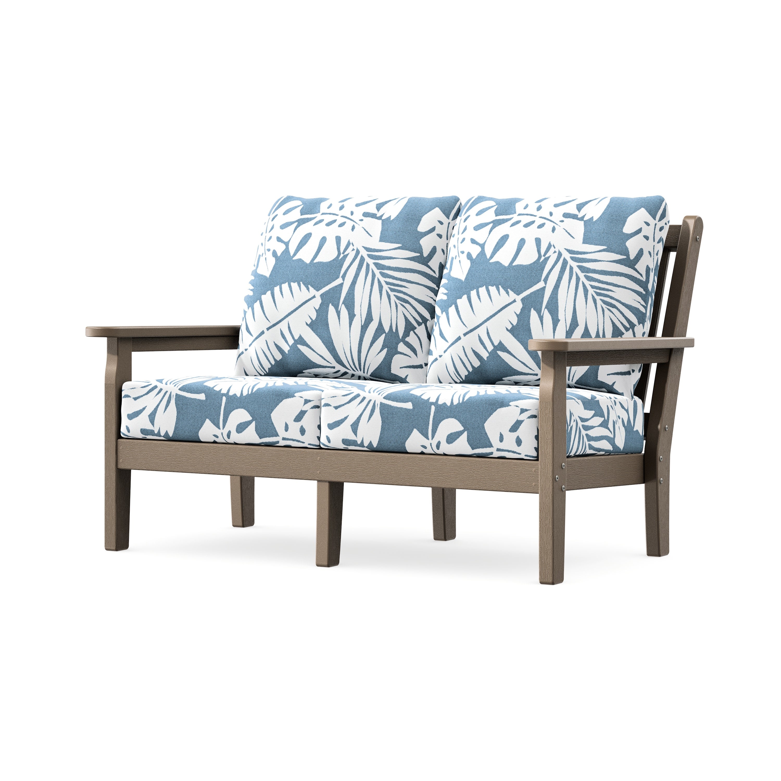 Chippendale Deep Seating Loveseat in Vintage Sahara / Leaf Sky Blue
