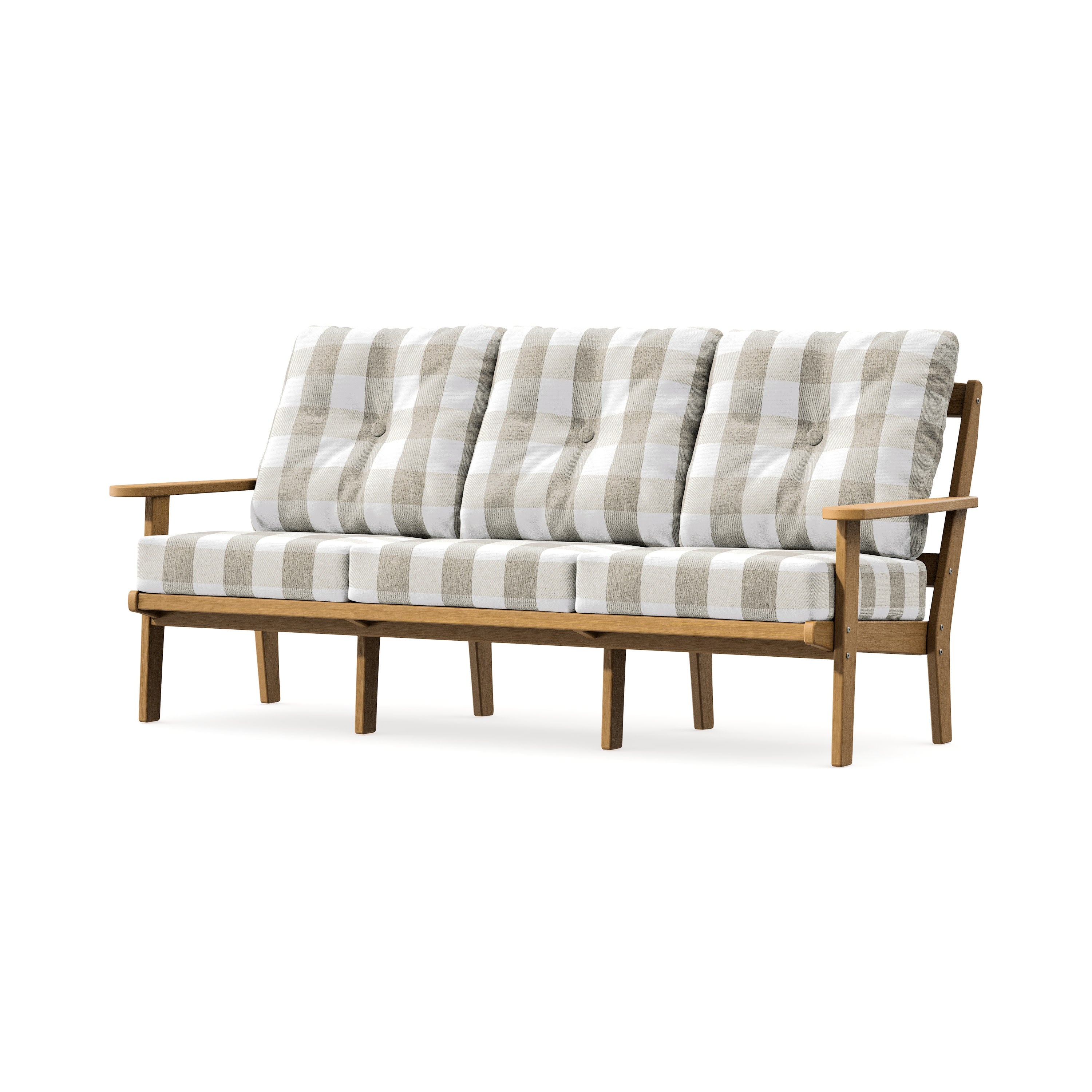 Mission Deep Seating Sofa in Natural / Buffalo Plaid Dune Burlap