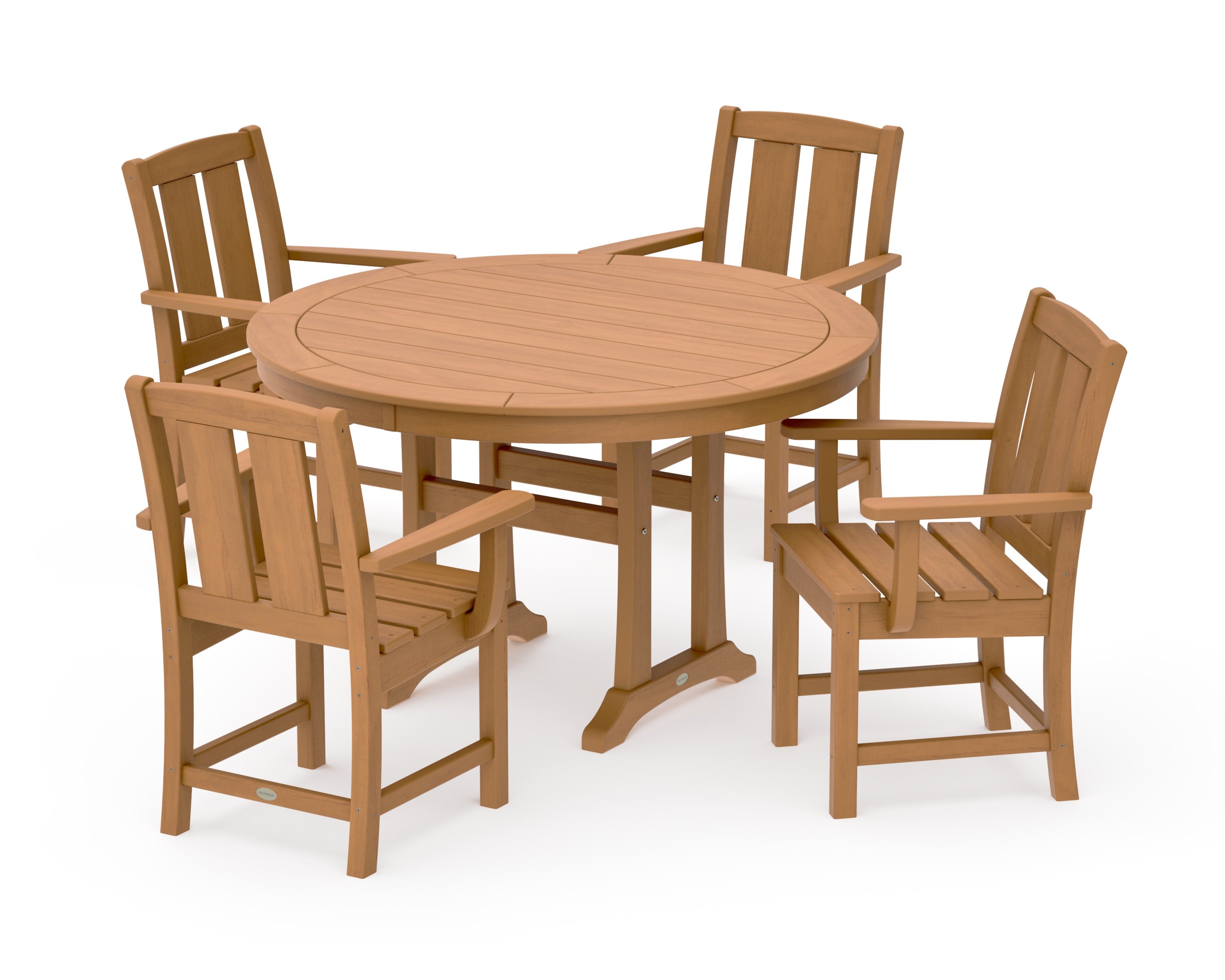 Mission 5-Piece Round Dining Set with Trestle Legs in Natural