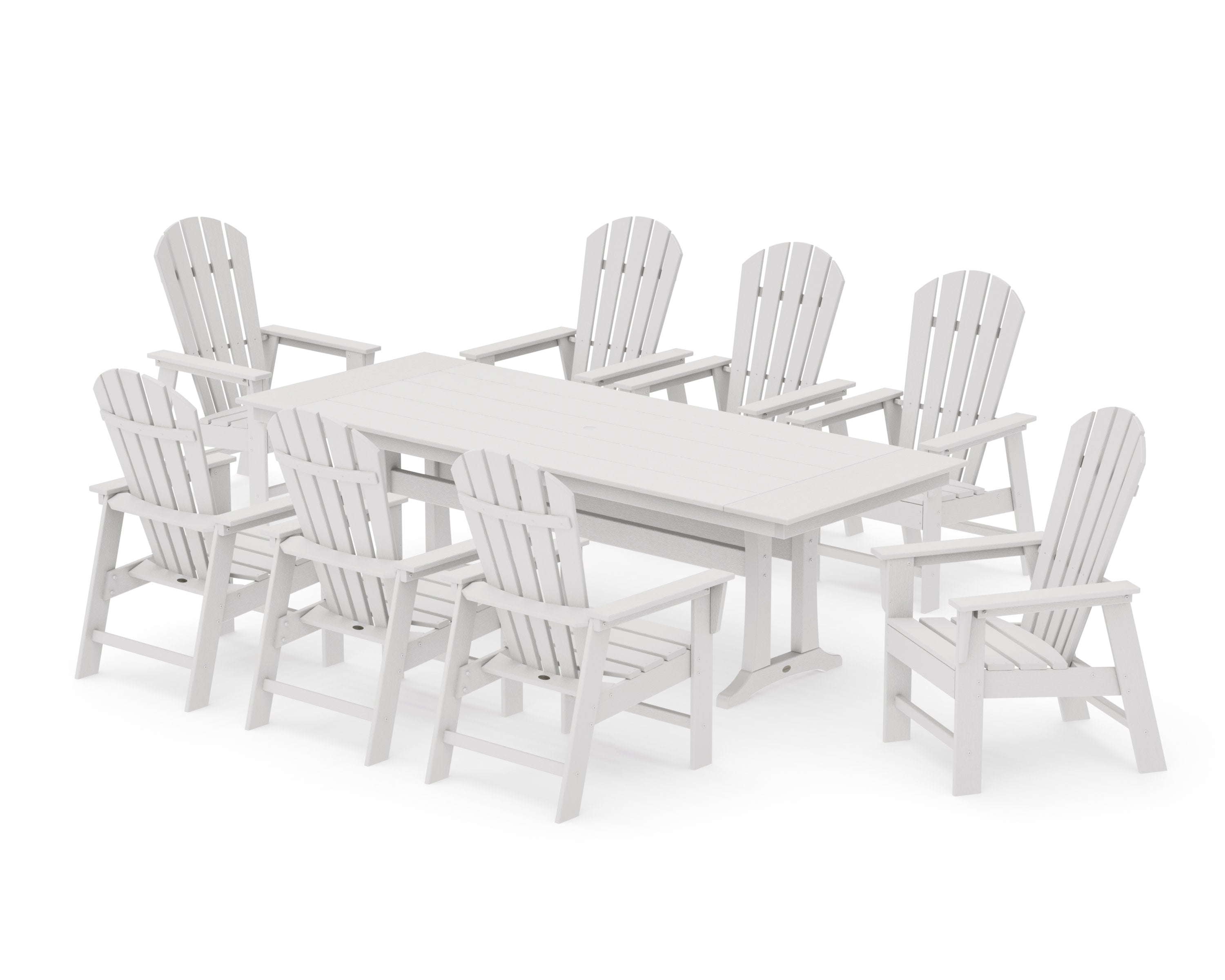 South Beach 9-Piece Farmhouse Dining Set with Trestle Legs in Vintage White