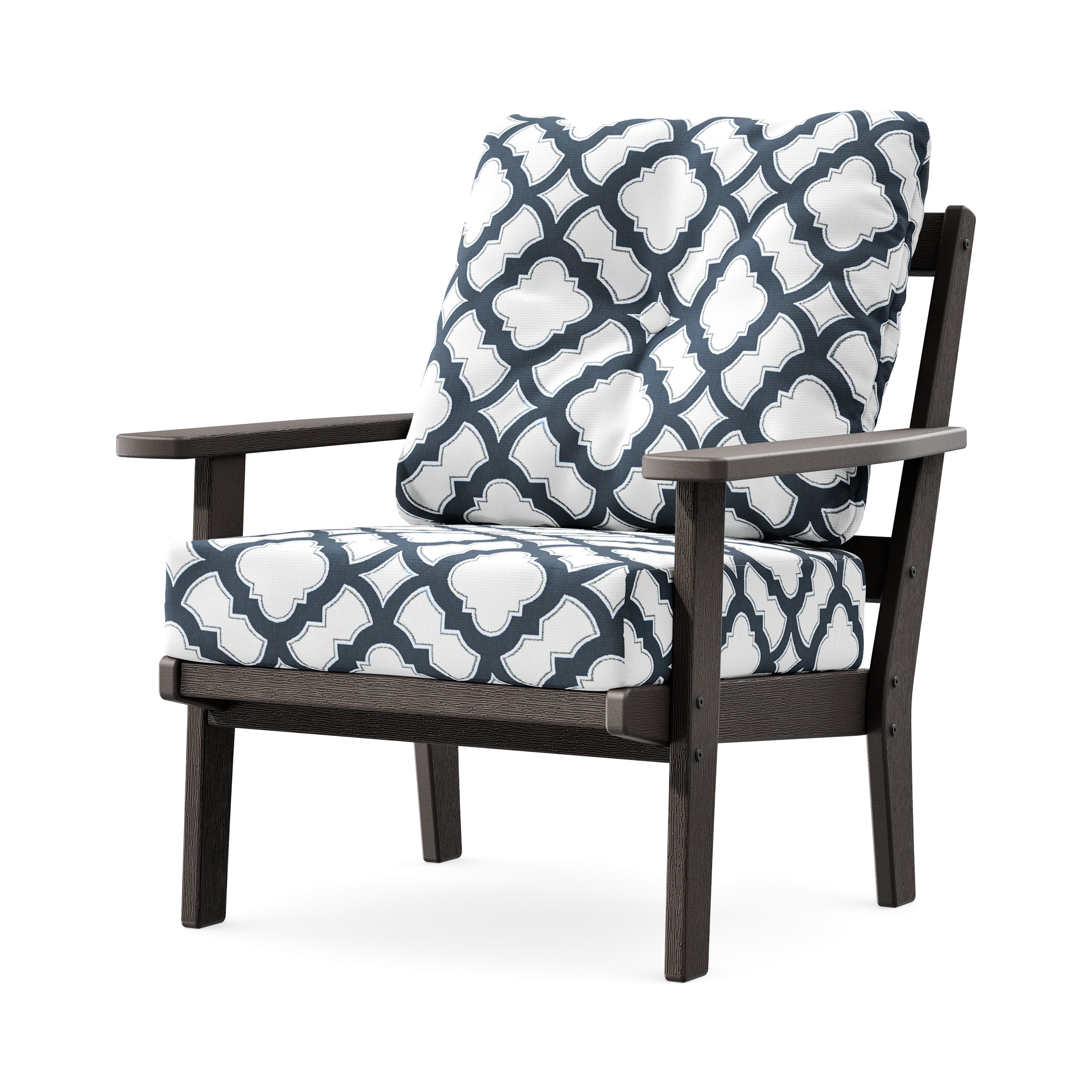Prairie Deep Seating Chair in Vintage Coffee / Trellis Marine Indigo