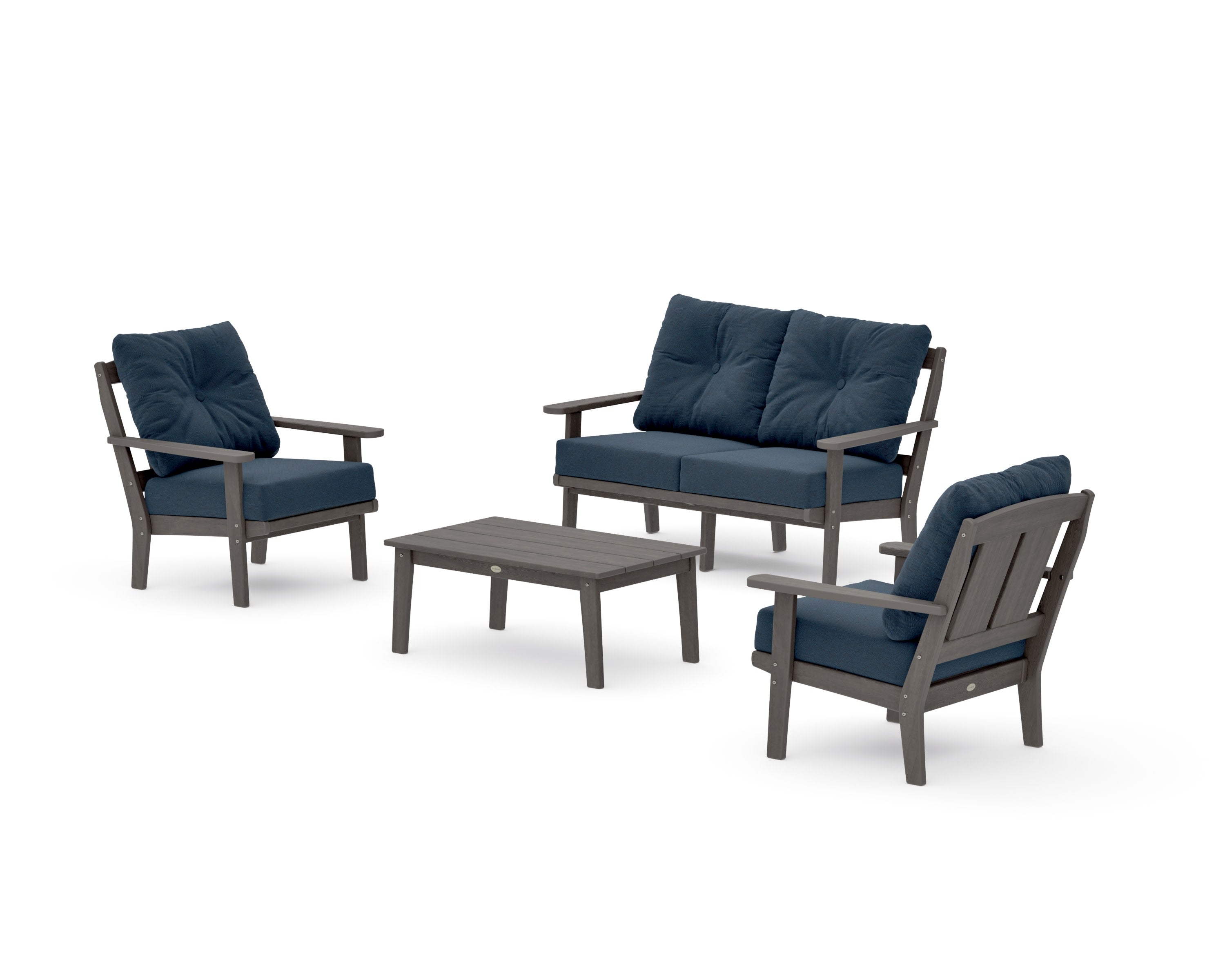 Mission 4-Piece Deep Seating Set with Loveseat in Driftwood / Marine Indigo