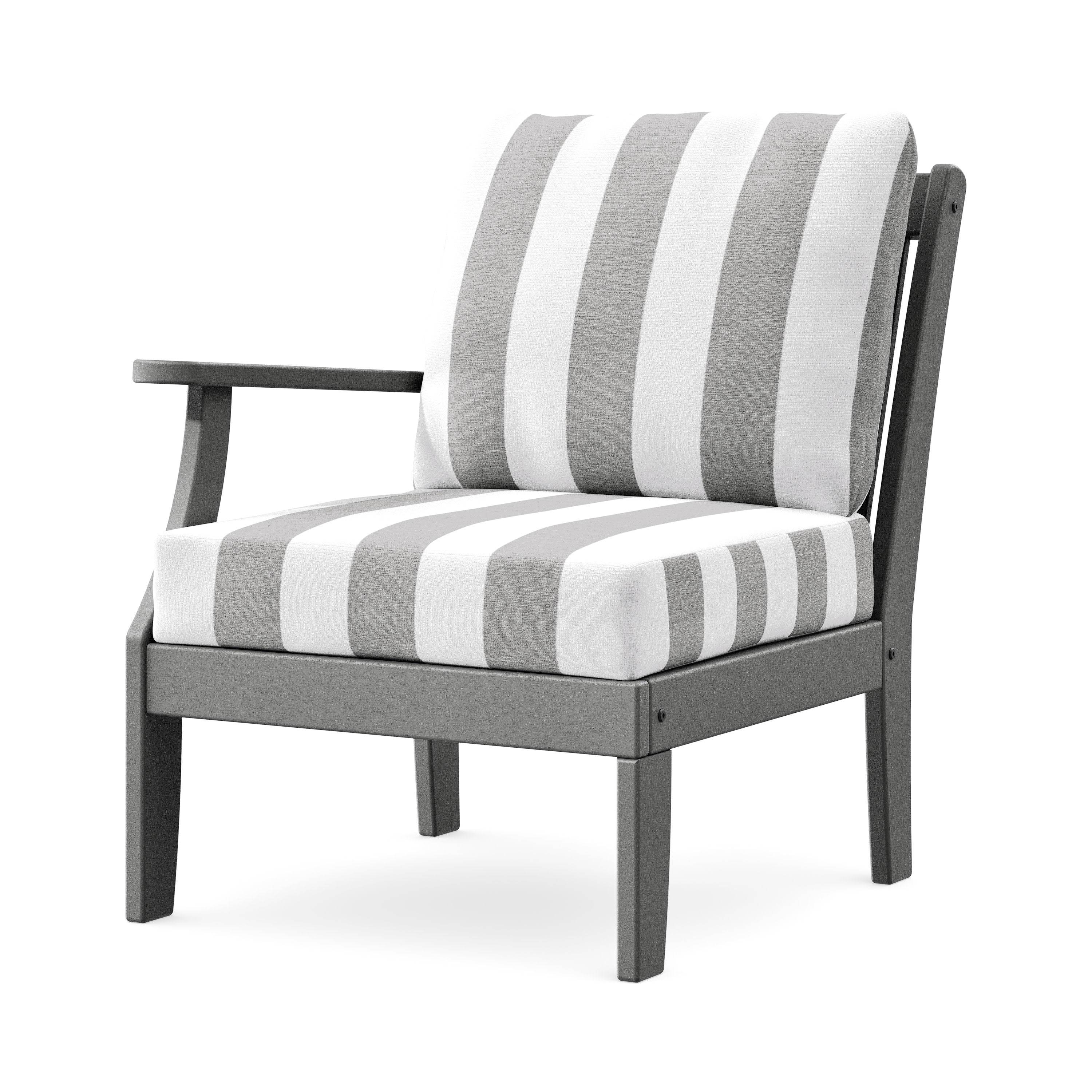 Braxton Modular Left Arm Chair in Slate Grey / Cabana Stripe Grey Mist