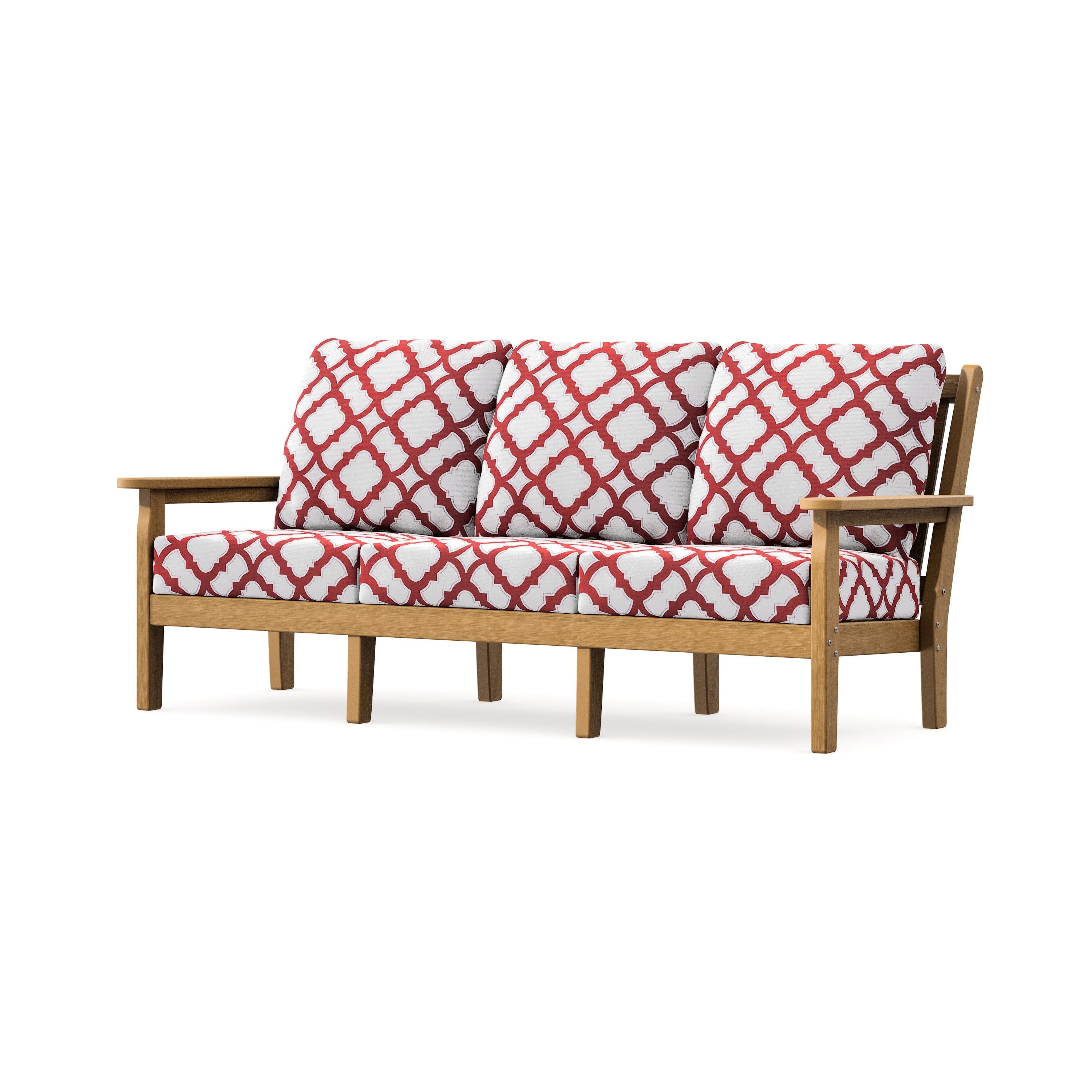 Chippendale Deep Seating Sofa in Natural / Trellis Crimson