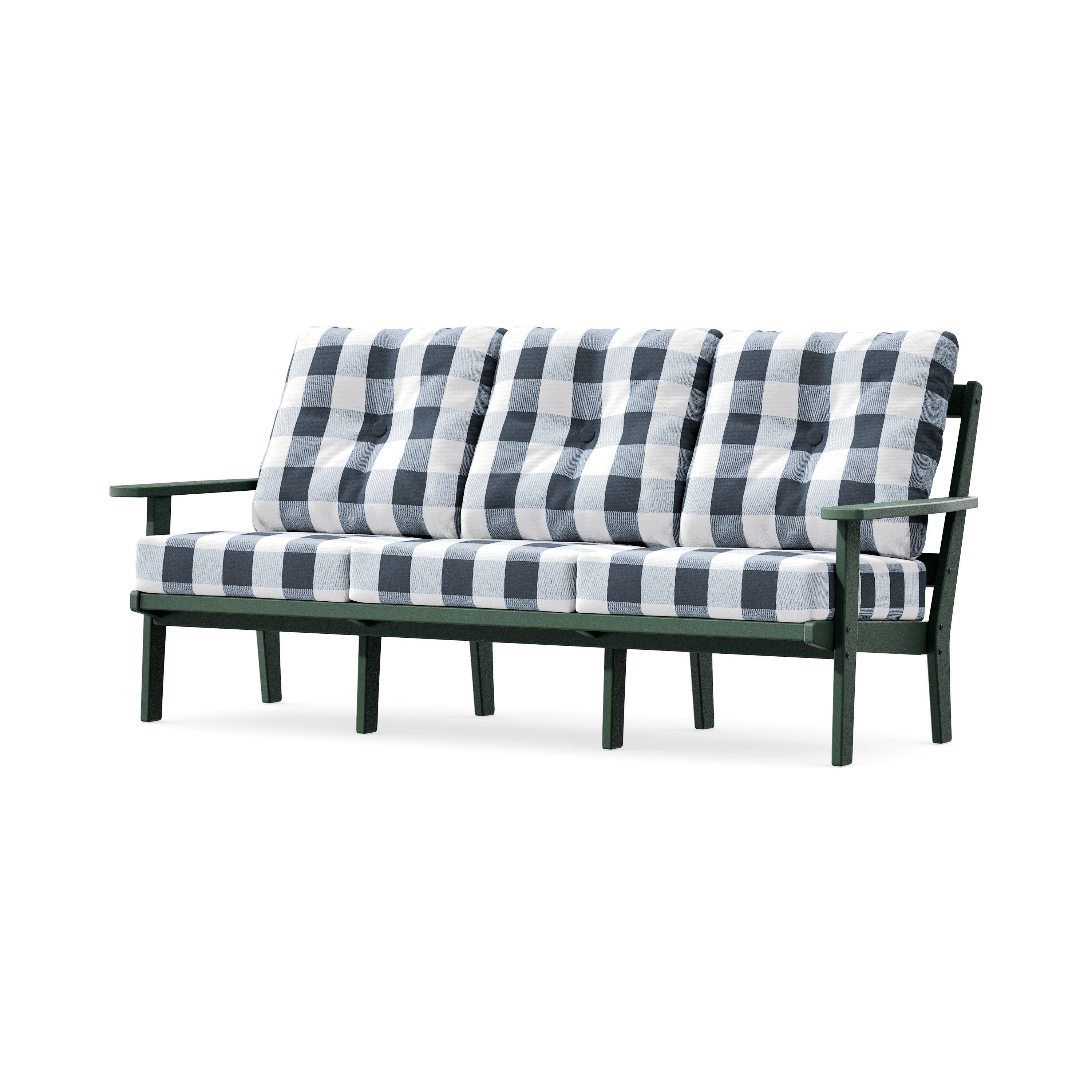 Oxford Deep Seating Sofa in Green / Buffalo Plaid Marine Indigo