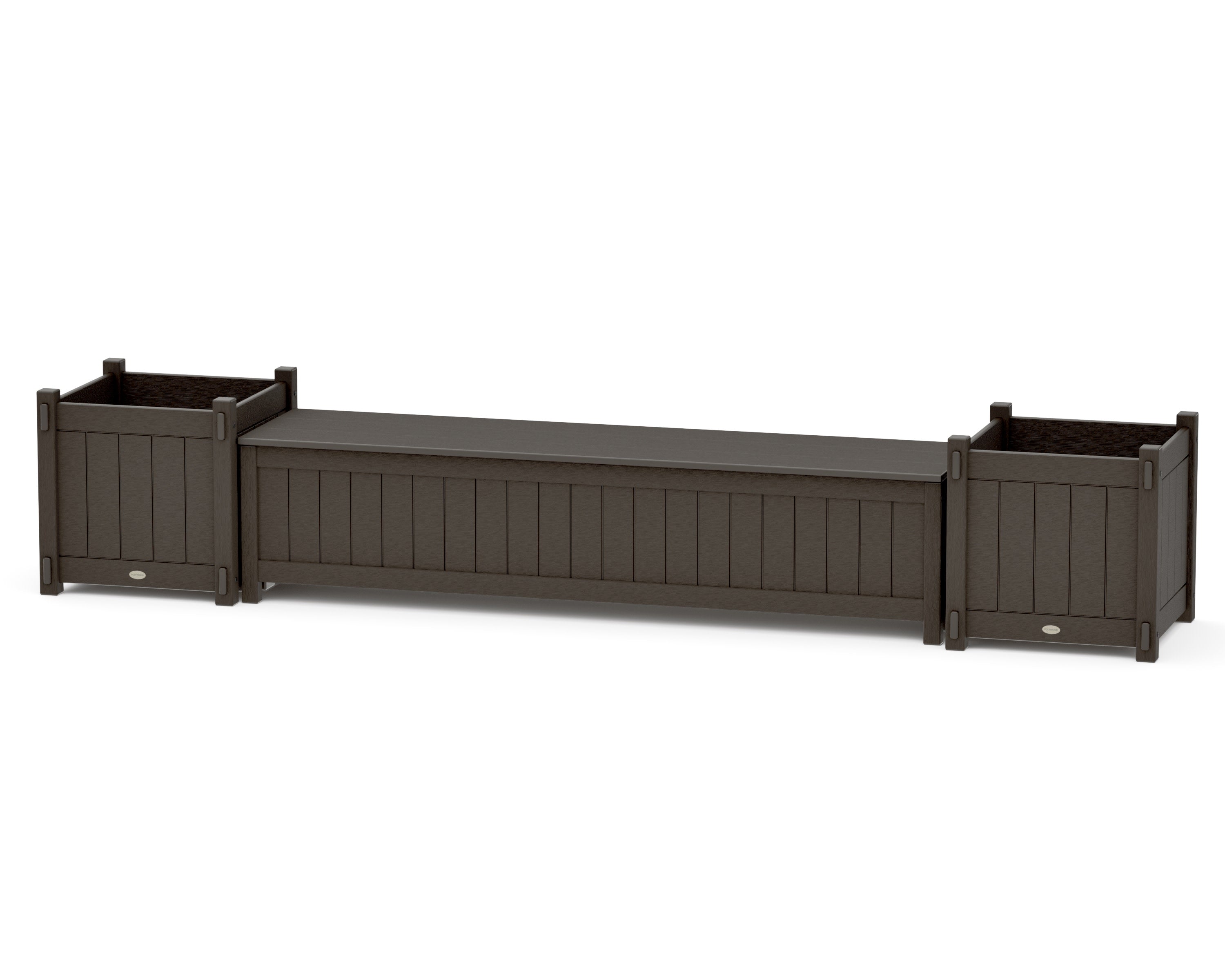 72" Vineyard Straight Planter Storage Bench Set- Large in Vintage Coffee