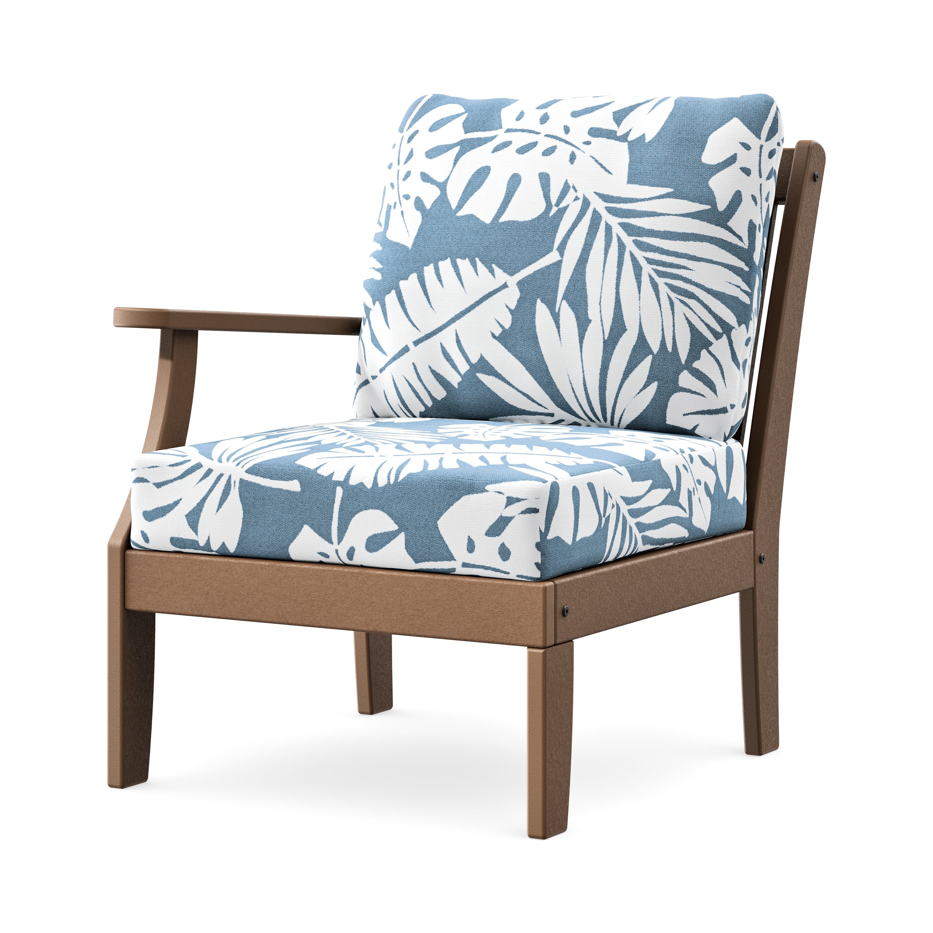 Braxton Modular Left Arm Chair in Teak / Leaf Sky Blue