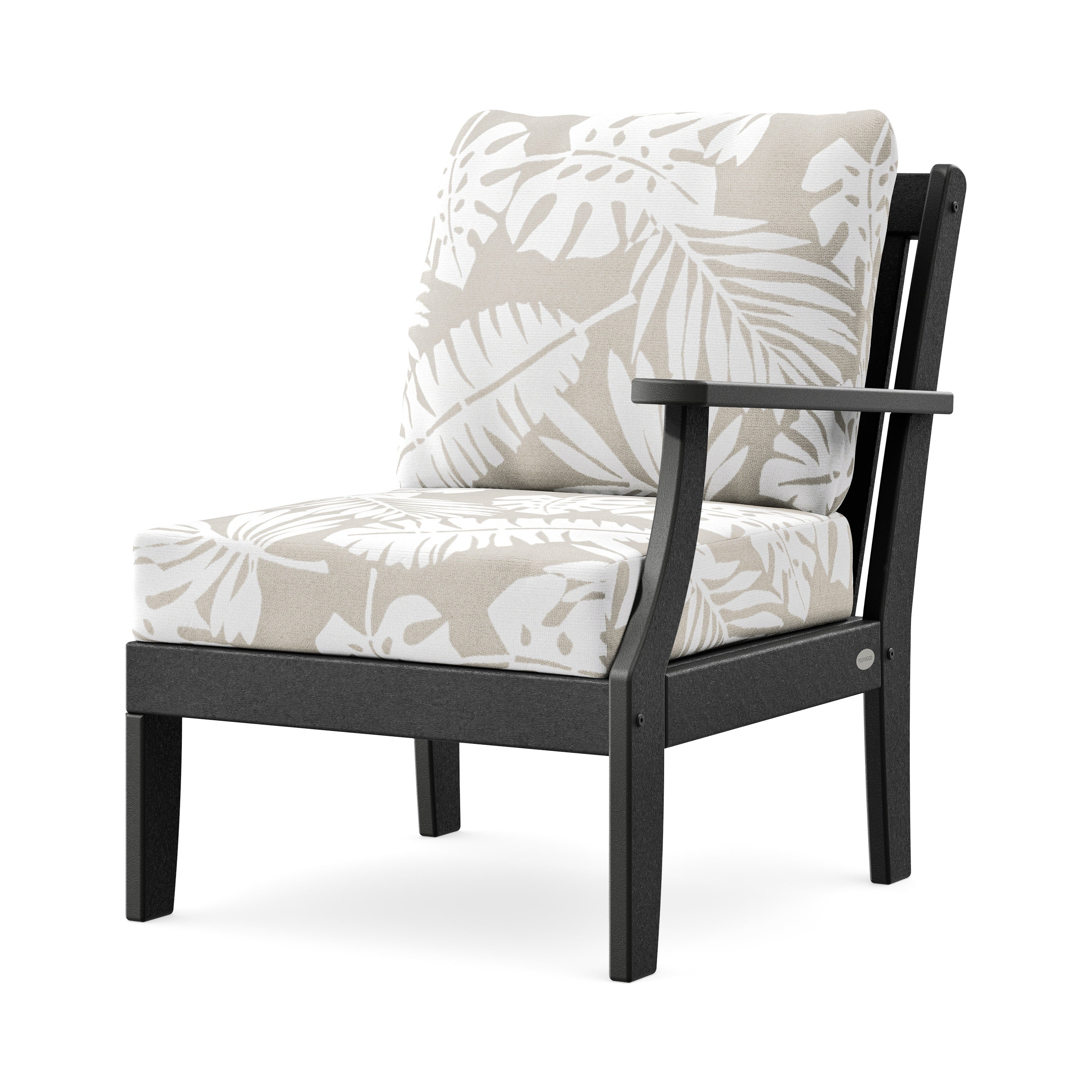 Braxton Modular Right Arm Chair in Black / Leaf Dune Burlap