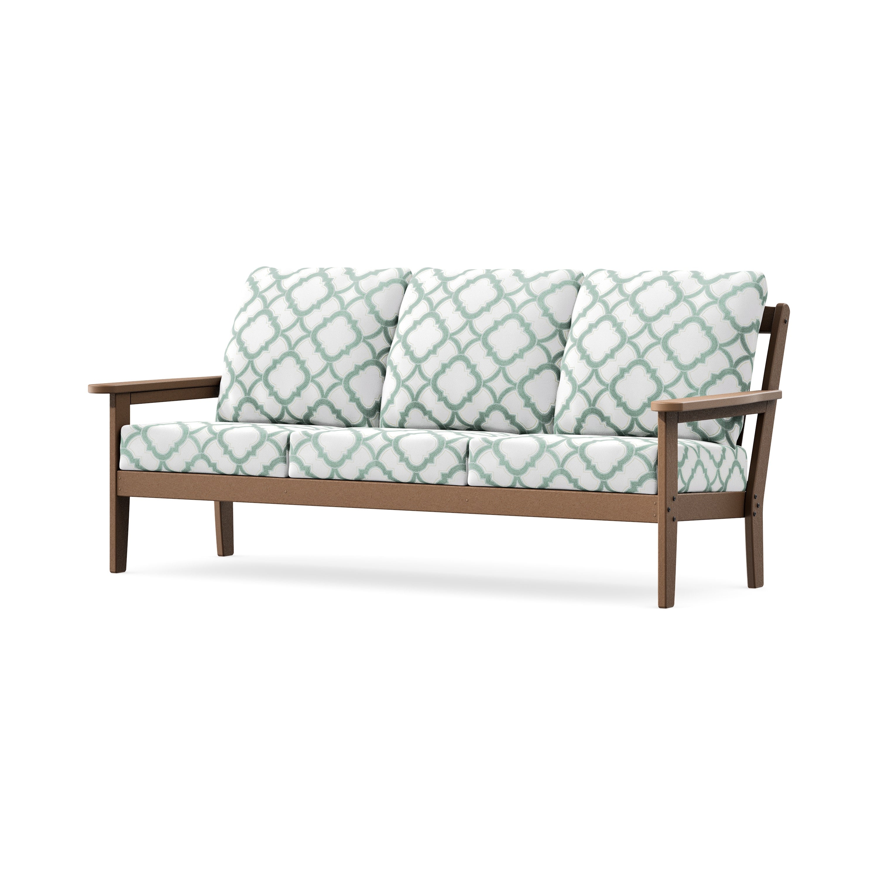 Cottage Deep Seating Sofa in Teak / Trellis Glacier Spa