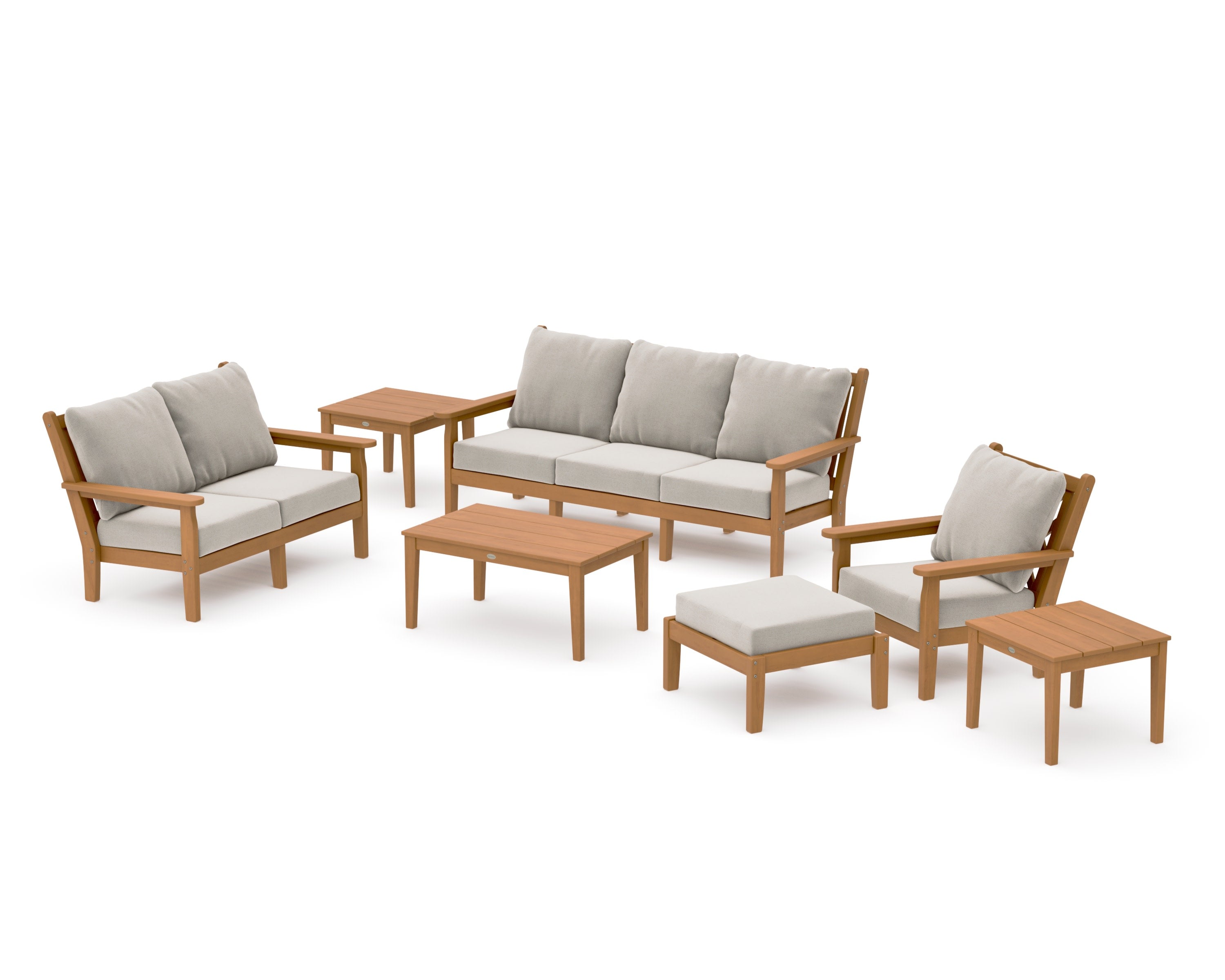 Chippendale 7-Piece Deep Seating Set in Natural / Dune Burlap