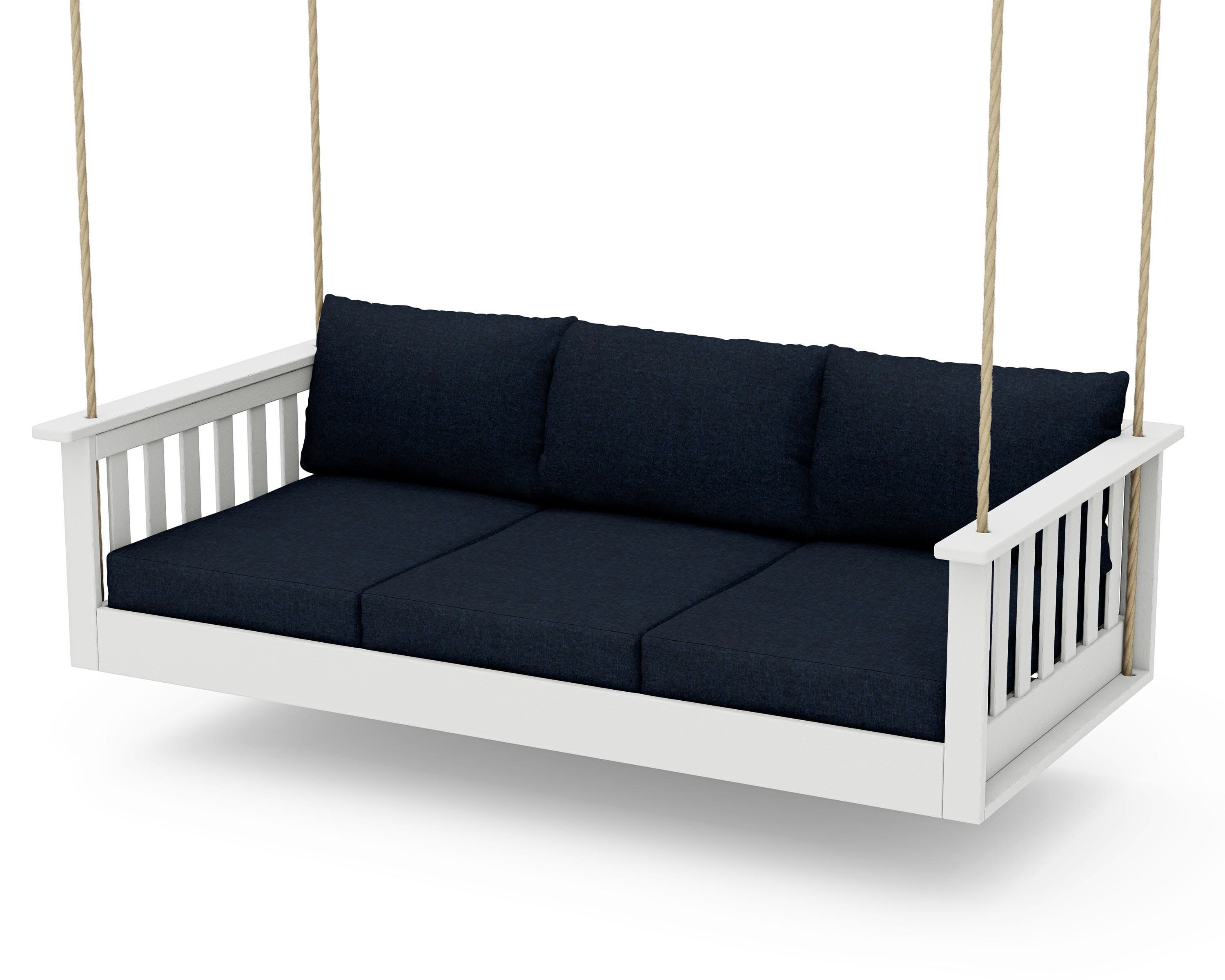 Vineyard Daybed Swing in Vintage White / Marine Indigo