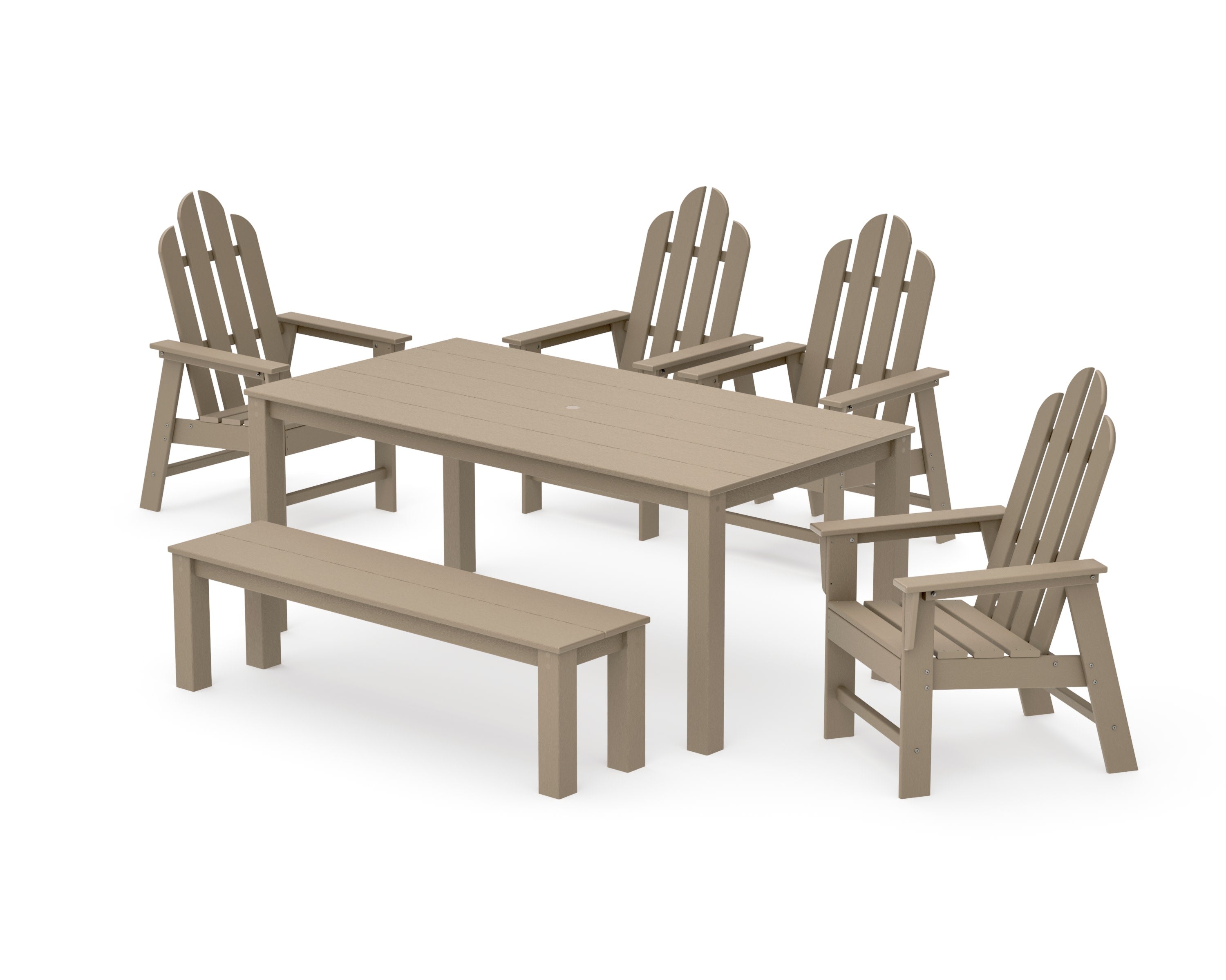 Long Island 6-Piece Parsons Dining Set with Bench in Vintage Sahara
