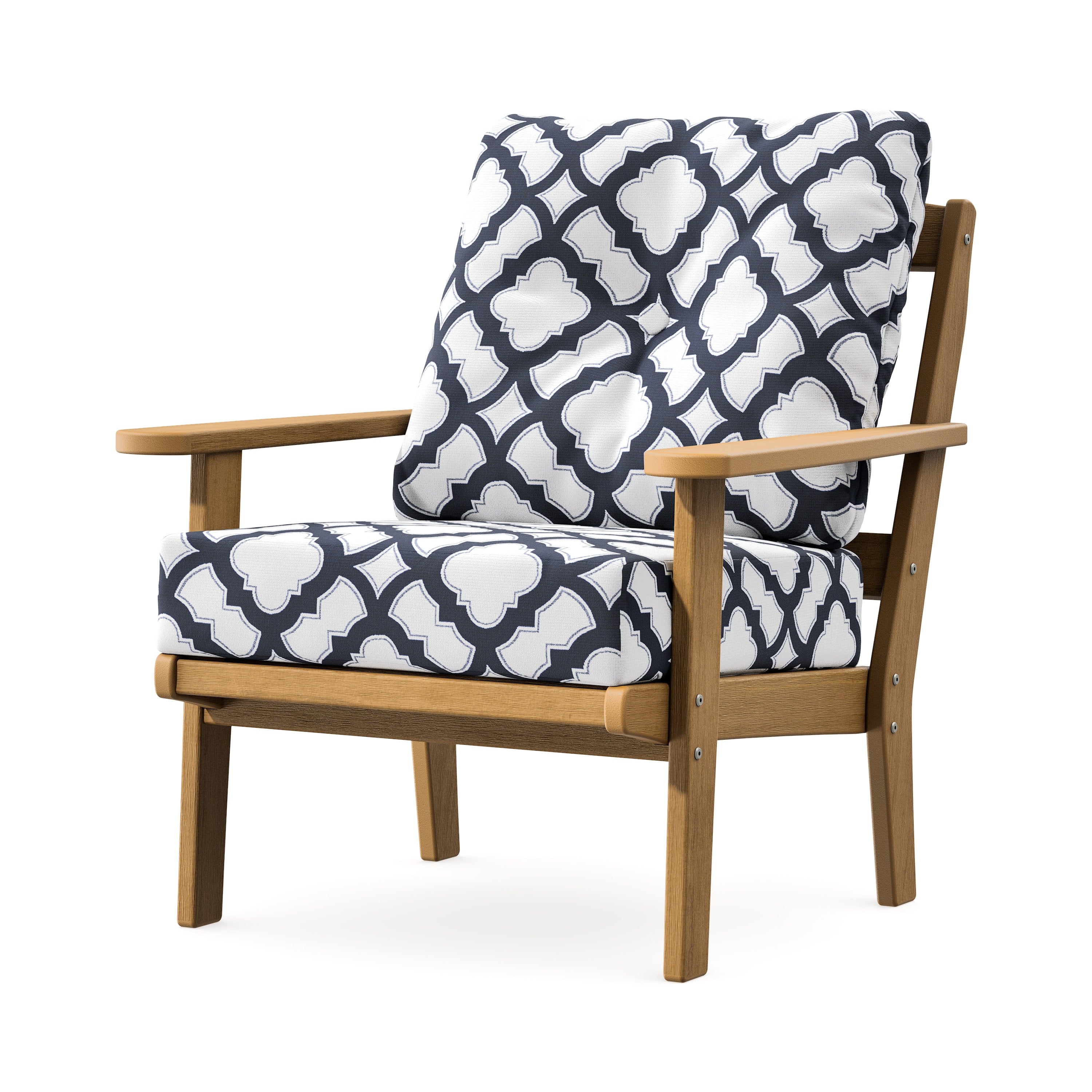 Mission Deep Seating Chair in Natural / Trellis Navy