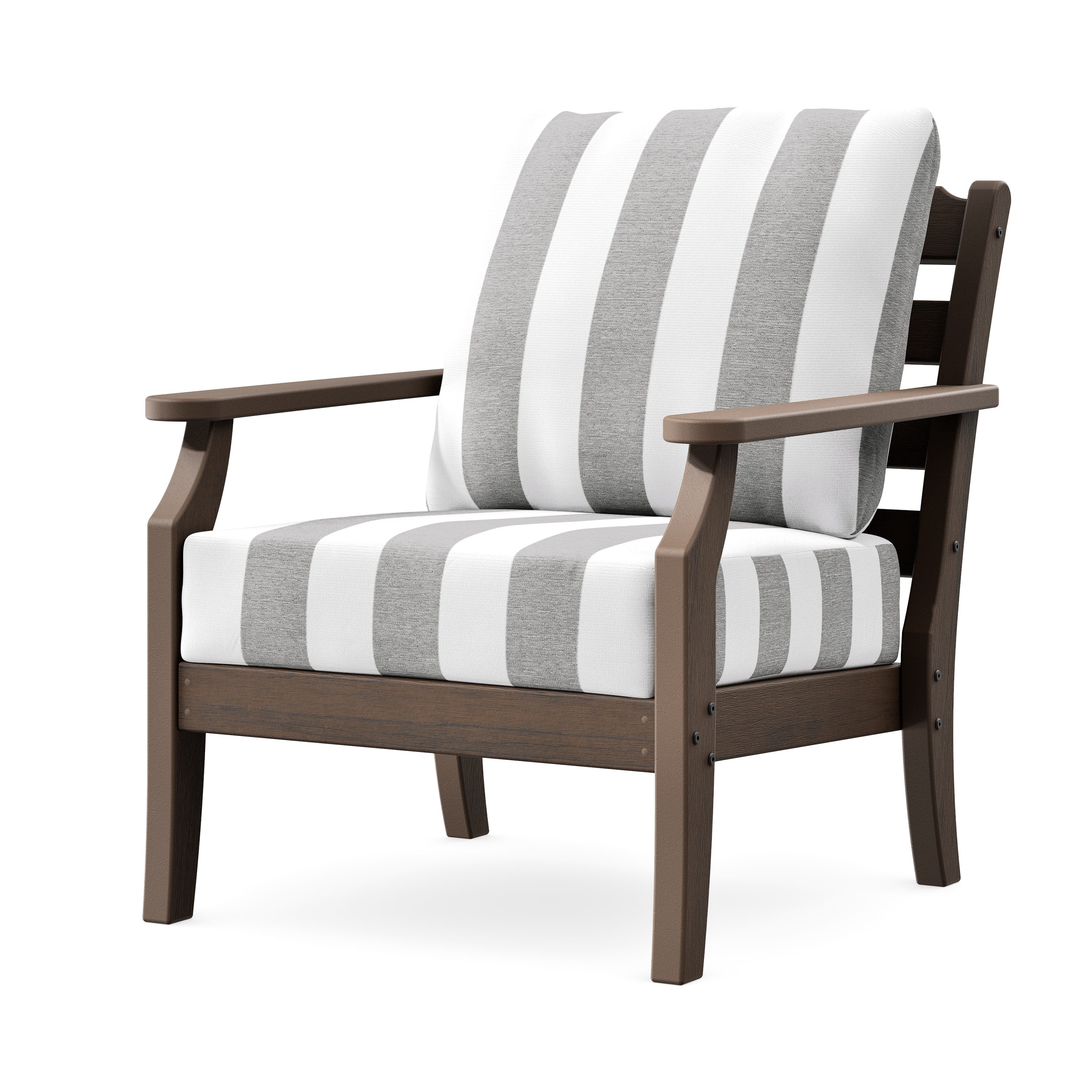 Savannah Deep Seating Chair in Kona / Cabana Stripe Grey Mist
