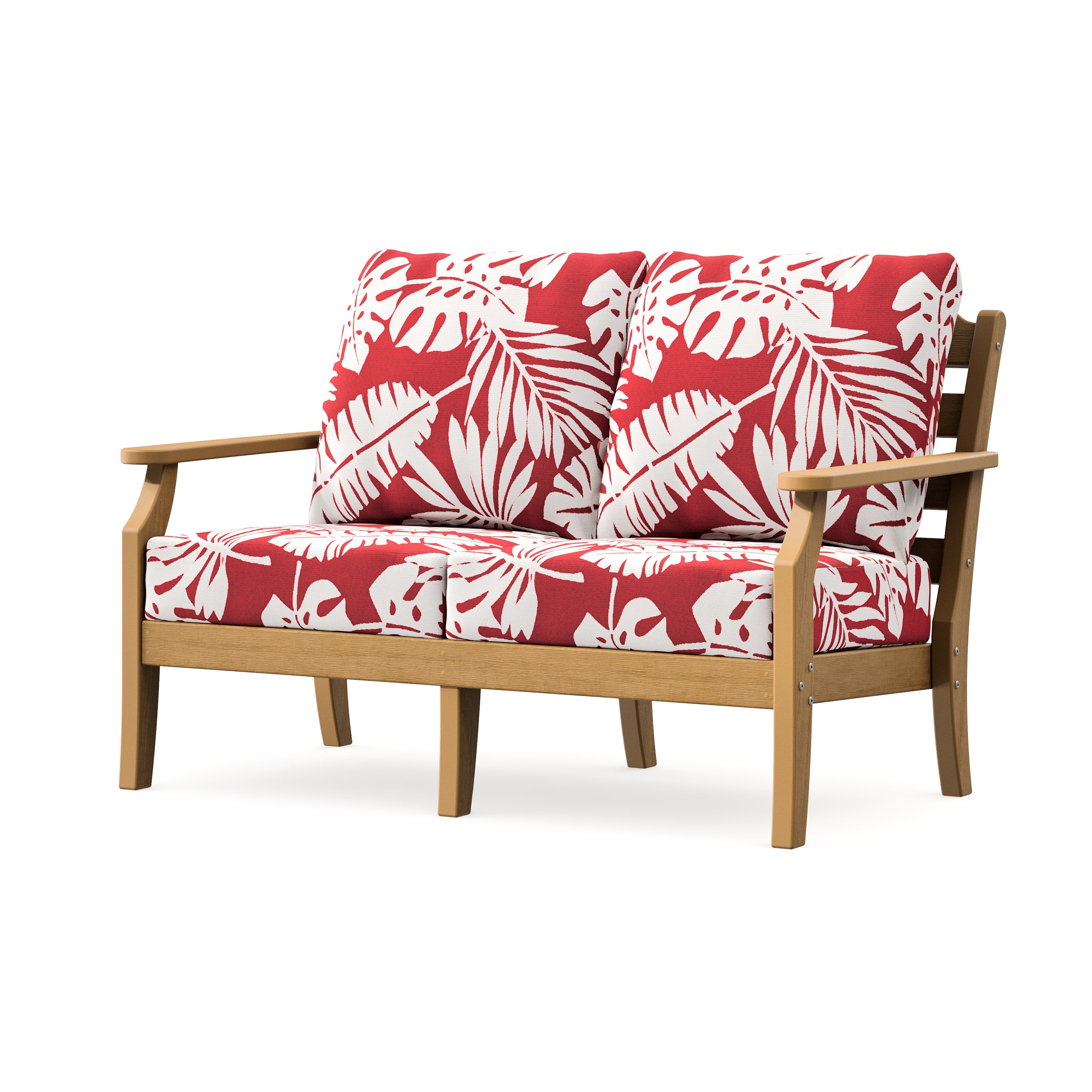 Savannah Deep Seating Loveseat in Natural / Leaf Crimson