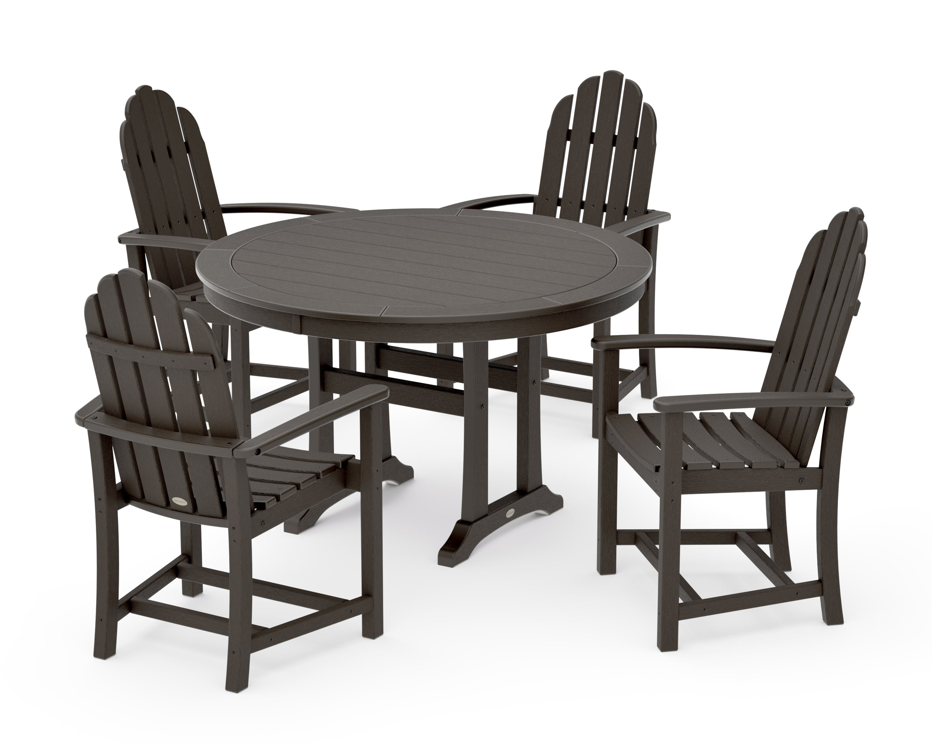 Classic Adirondack 5-Piece Round Dining Set with Trestle Legs in Vintage Coffee