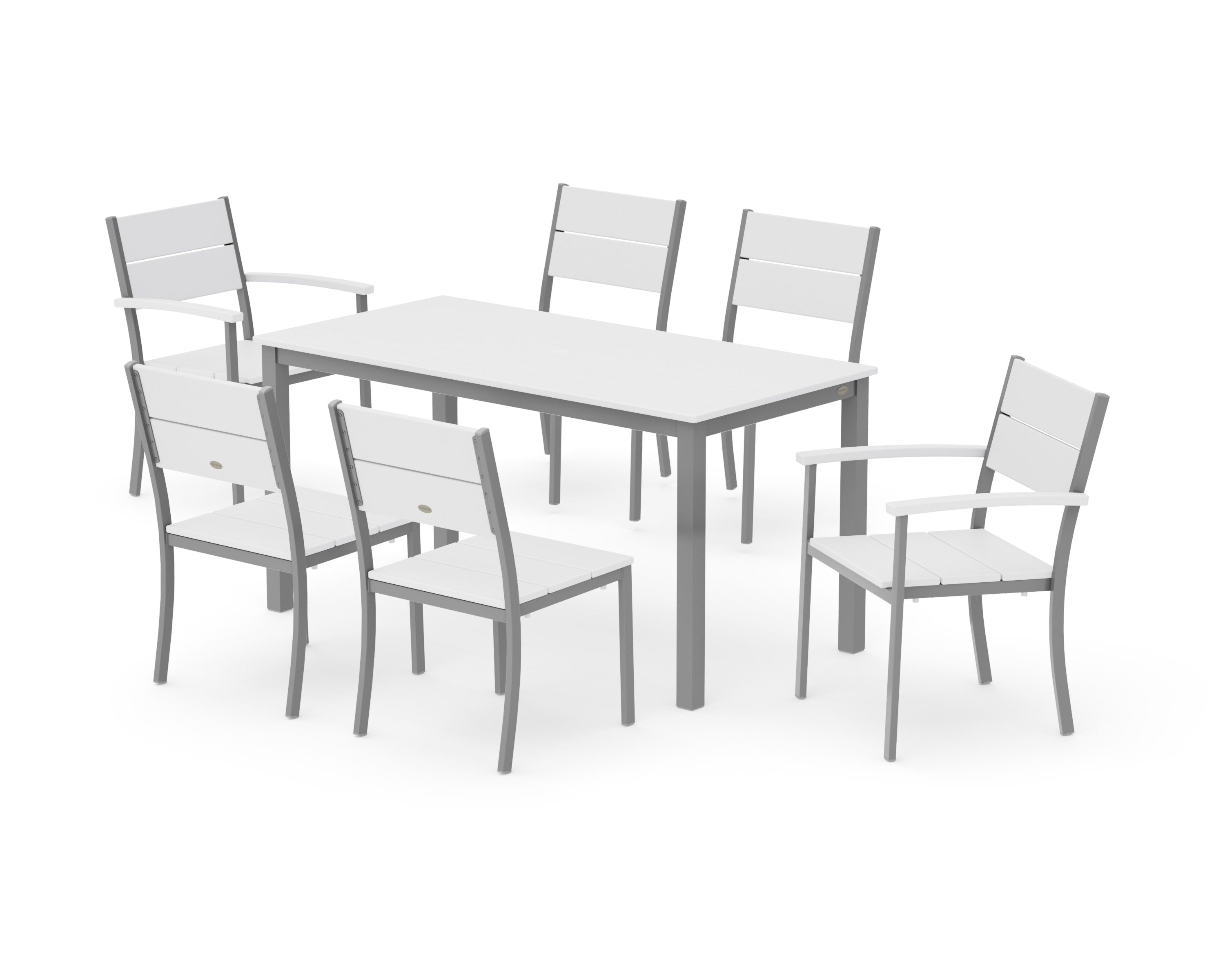 Main Street 7-Piece Dining Set in Silver / White