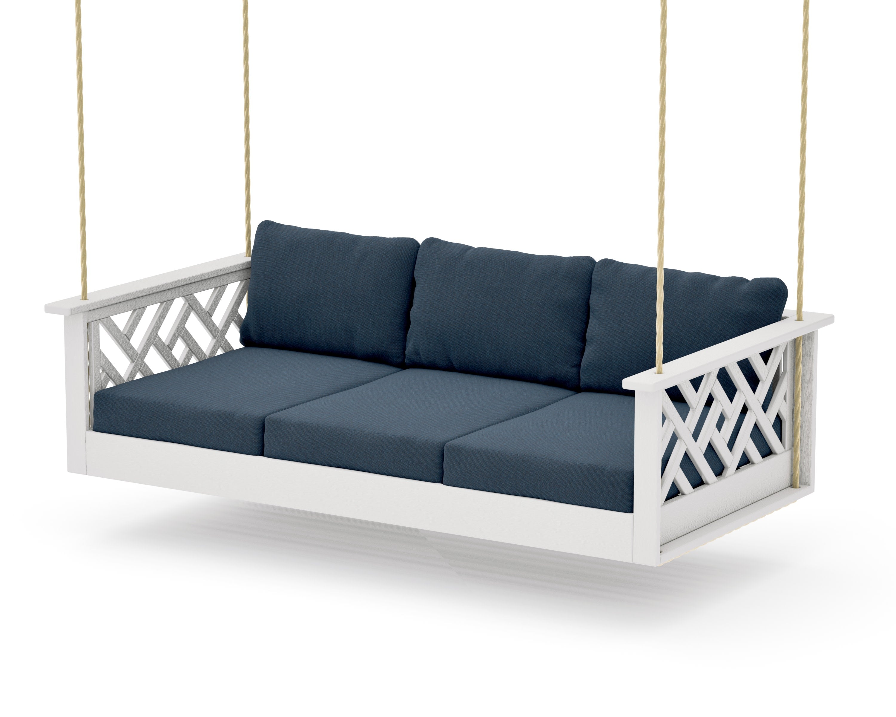 Chippendale Daybed Swing in Vintage White / Marine Indigo