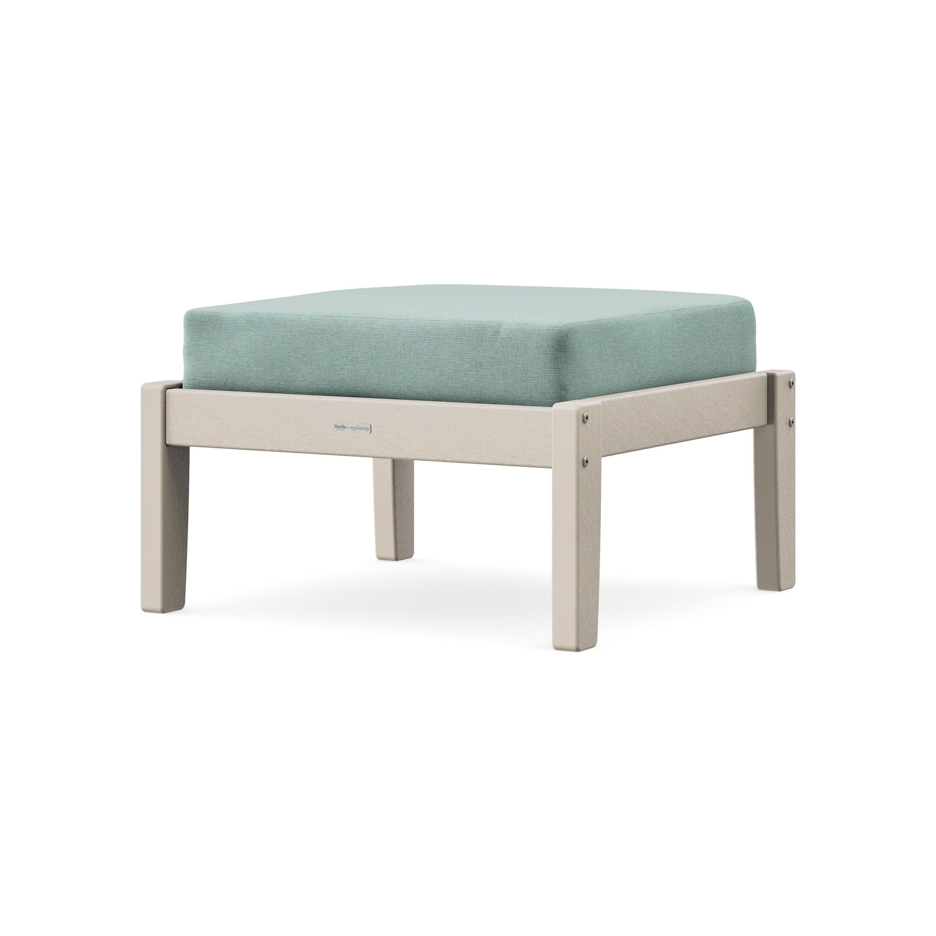 Chinoiserie Deep Seating Ottoman in Sand / Glacier Spa