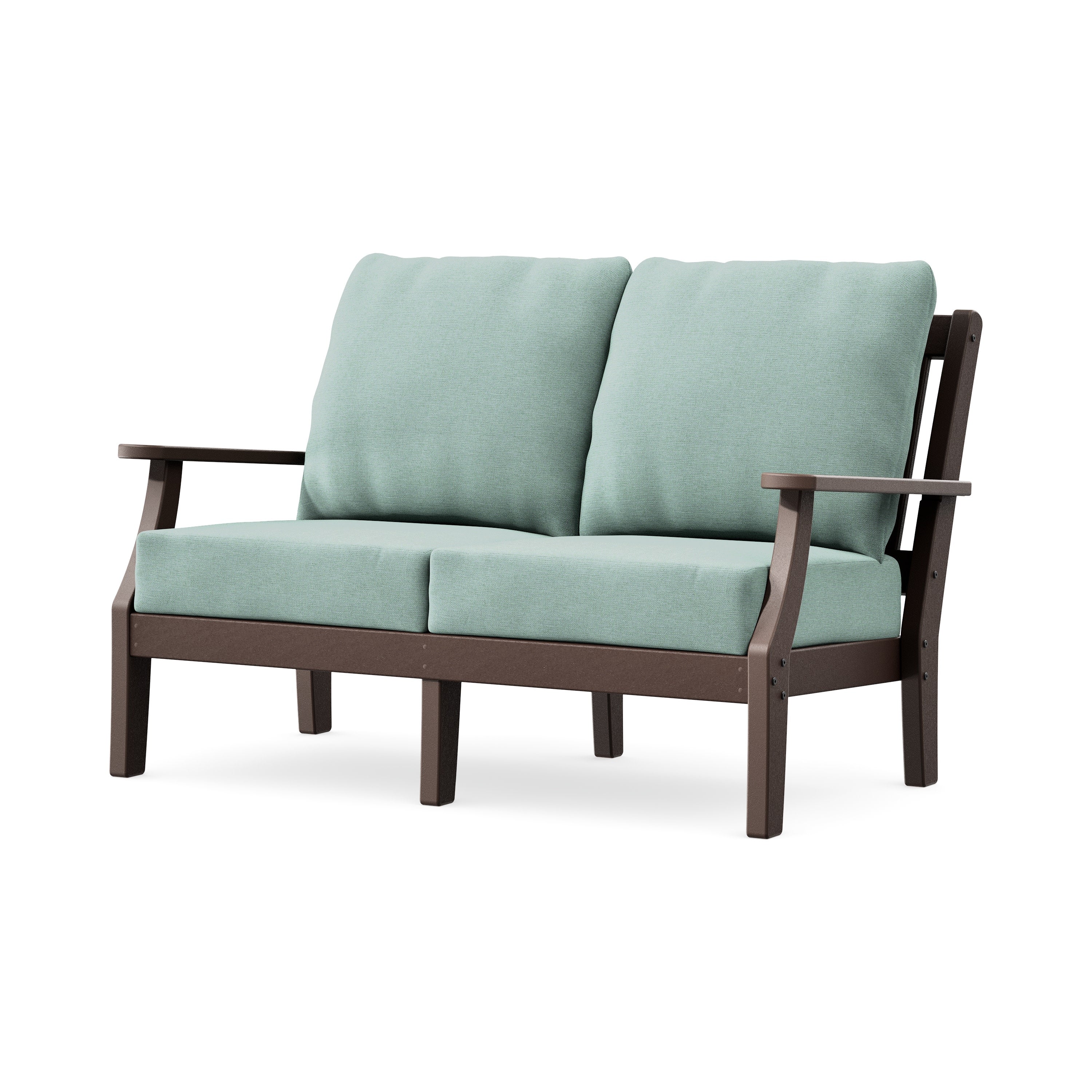Chinoiserie Deep Seating Loveseat in Mahogany / Glacier Spa