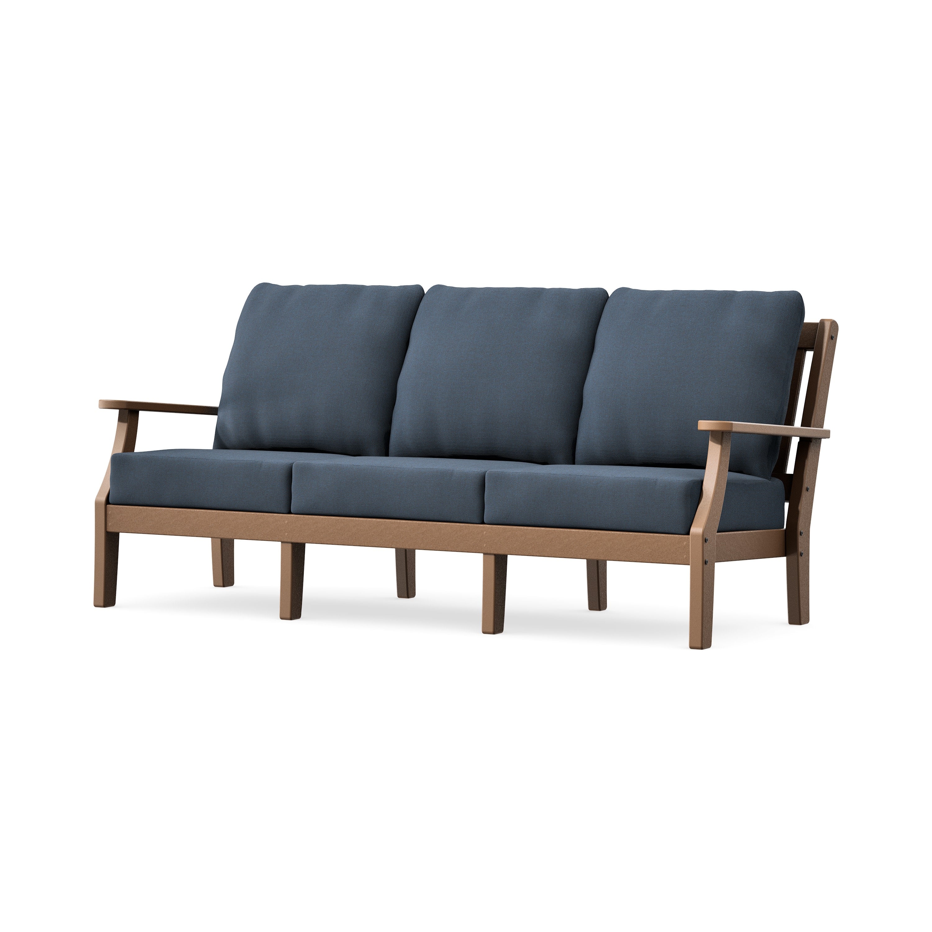 Chinoiserie Deep Seating Sofa in Teak / Marine Indigo