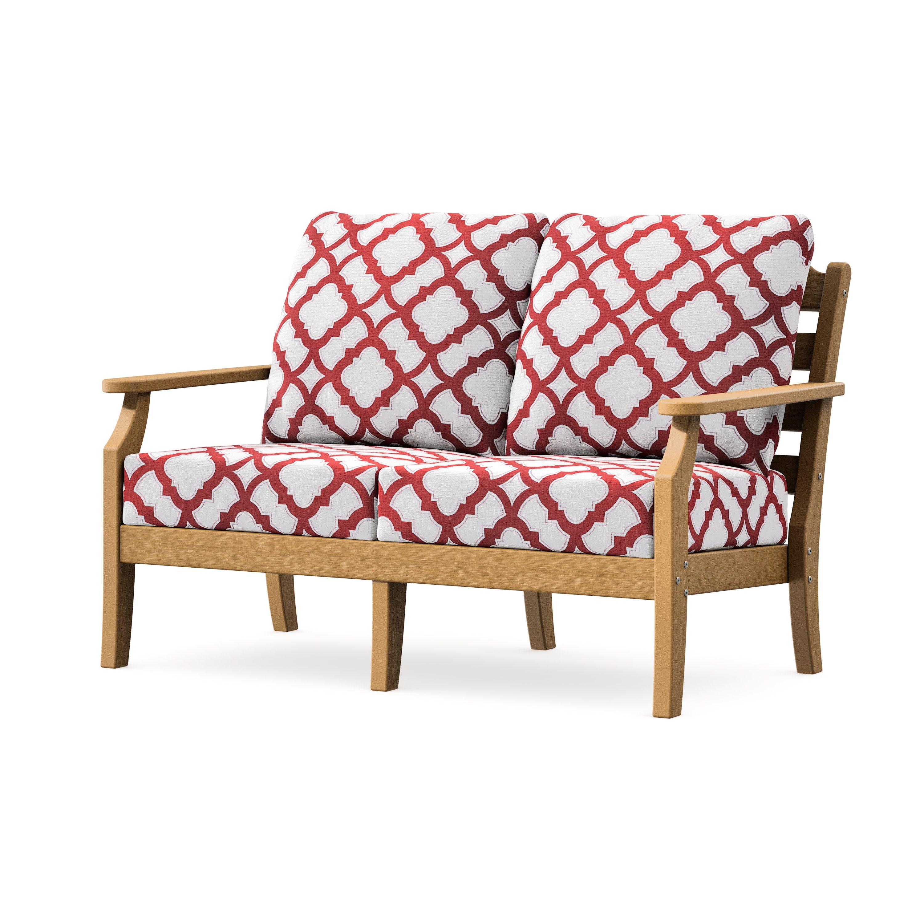 Savannah Deep Seating Loveseat in Natural / Trellis Crimson