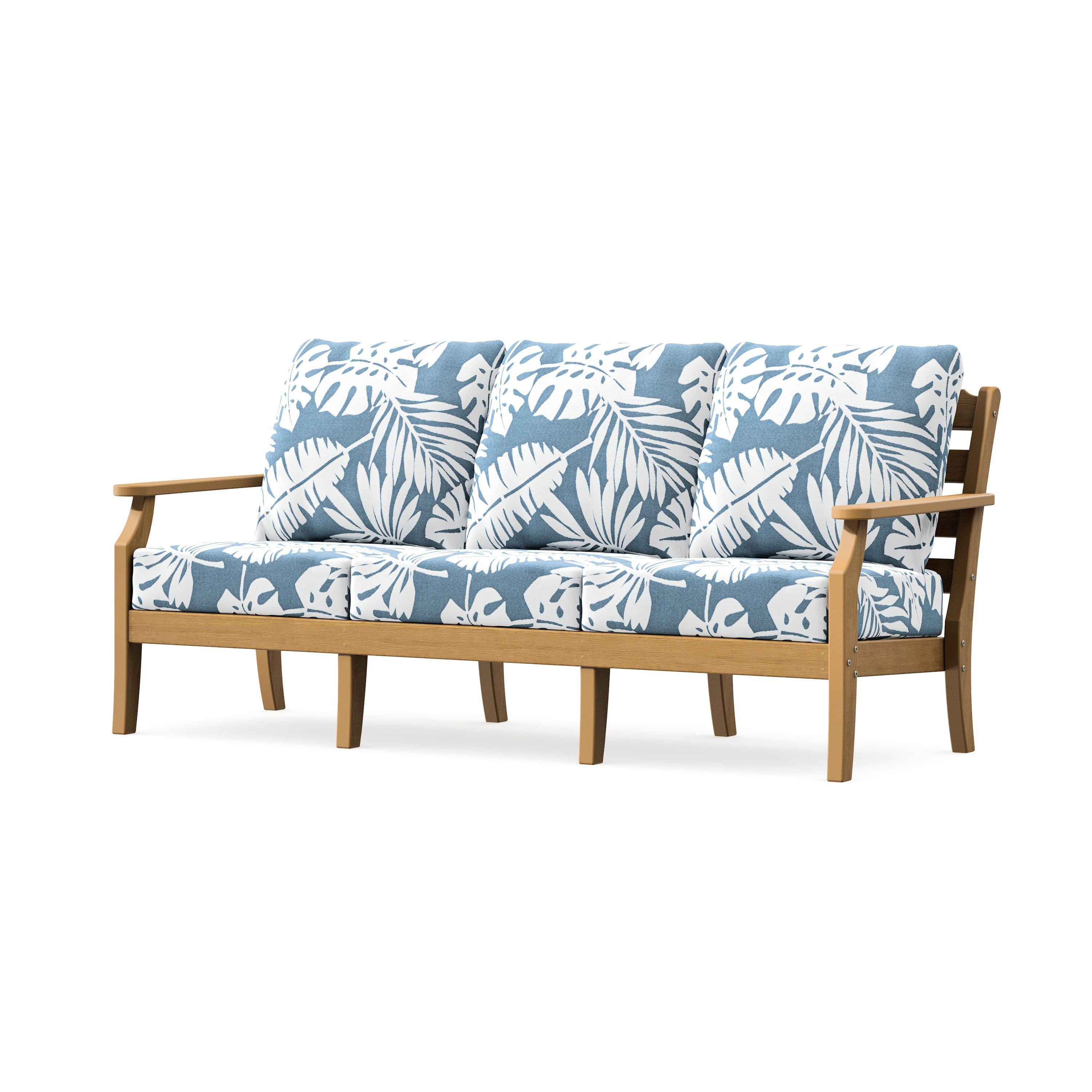 Savannah Deep Seating Sofa in Natural / Leaf Sky Blue