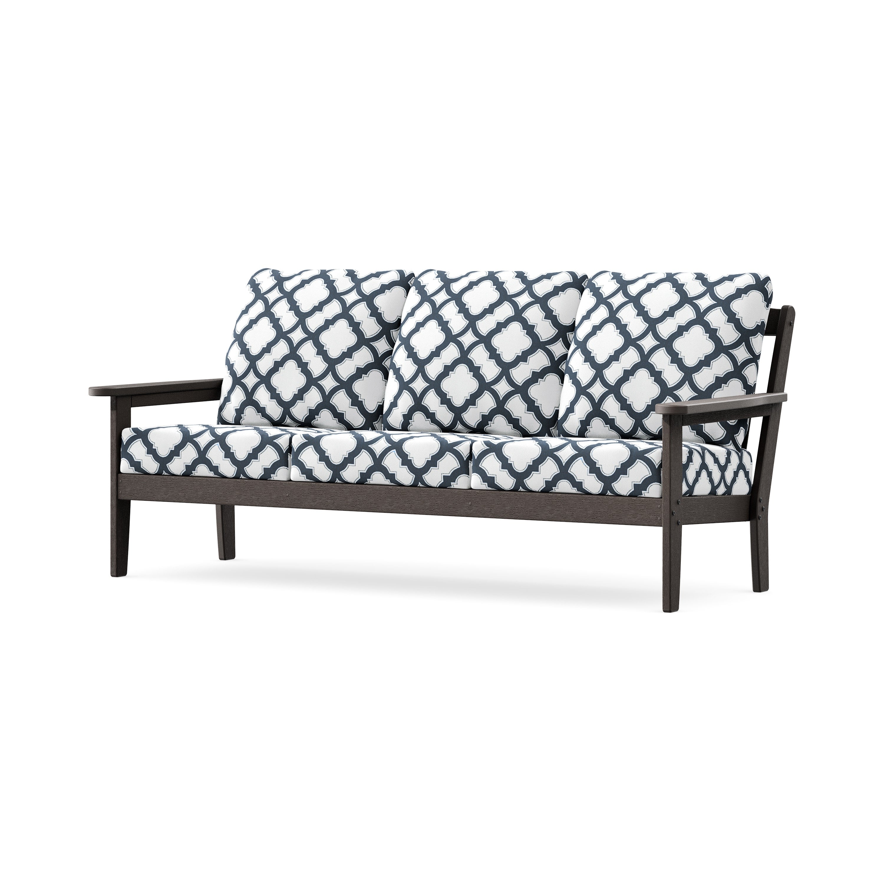 Cottage Deep Seating Sofa in Vintage Coffee / Trellis Marine Indigo